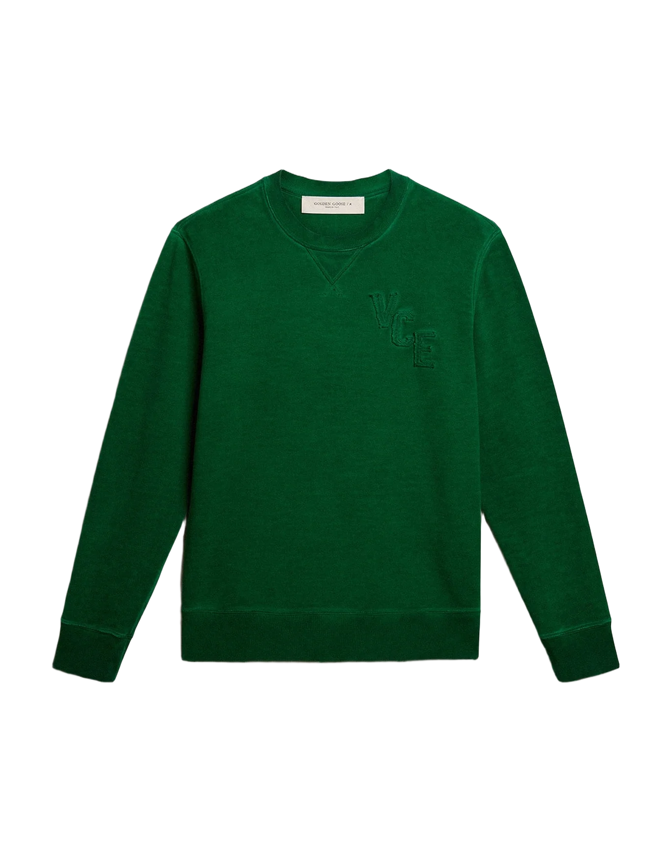Men | Round Neck Sweatshirt In Cotton Fleece | Green Jacket - Image 9