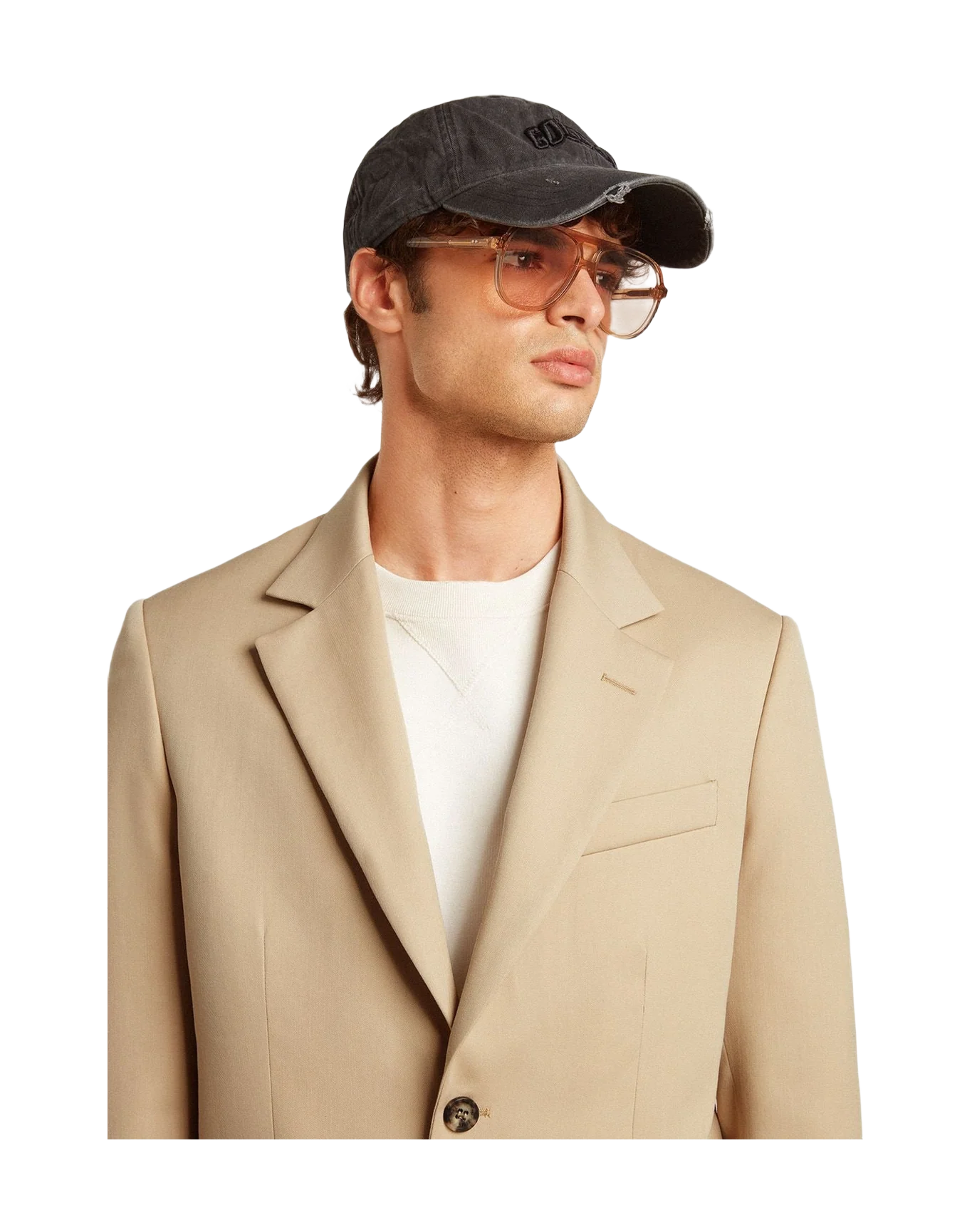 Men | Single Breasted Blazer In With Horn Buttons | Sand - Image 11
