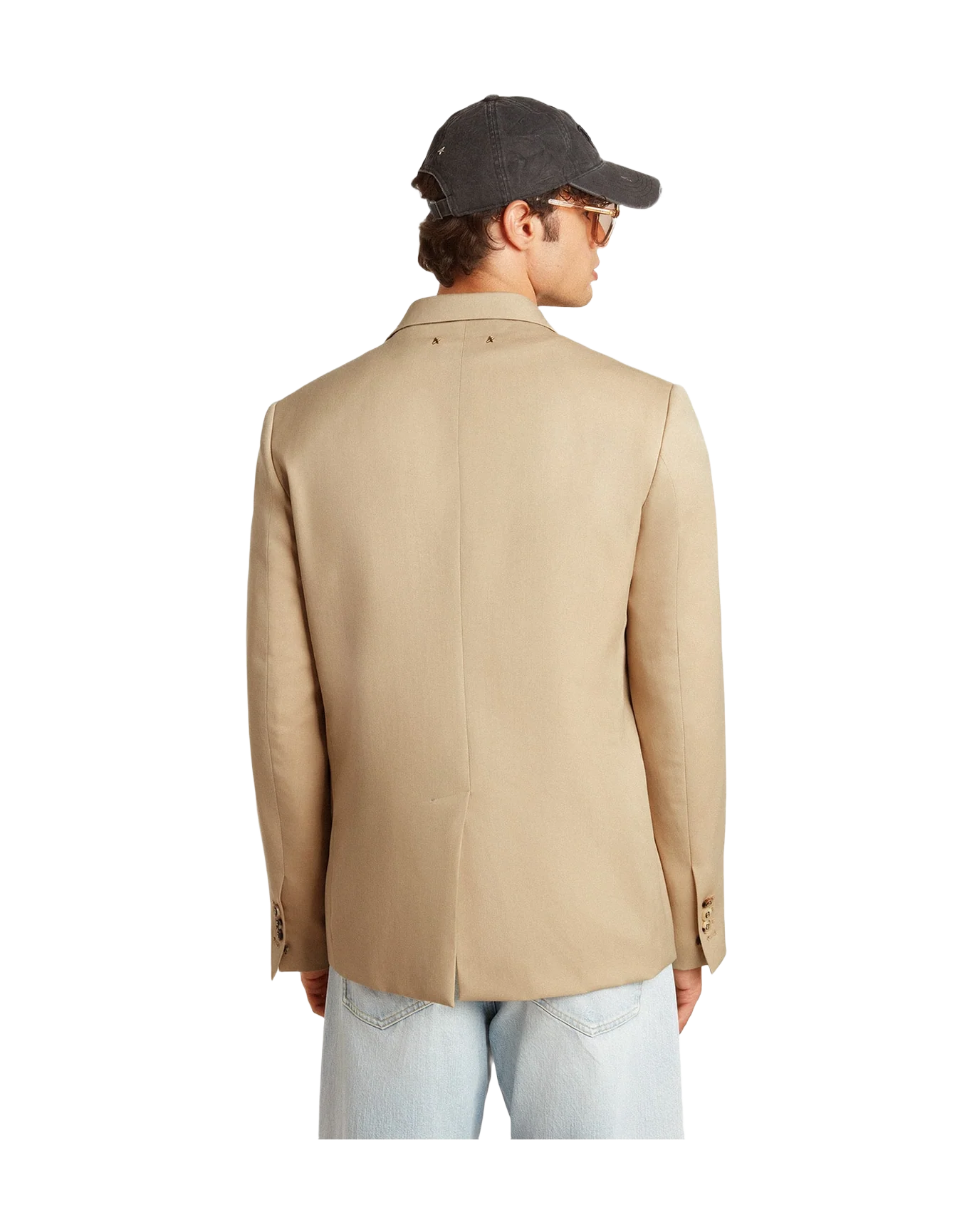 Men | Single Breasted Blazer In With Horn Buttons | Sand - Image 13