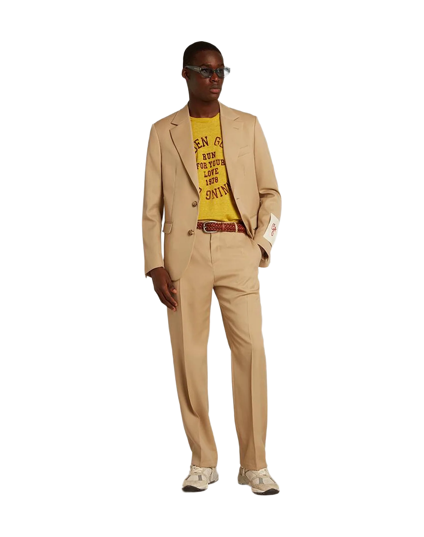 Men | Single Breasted Blazer In With Horn Buttons | Sand - Image 16
