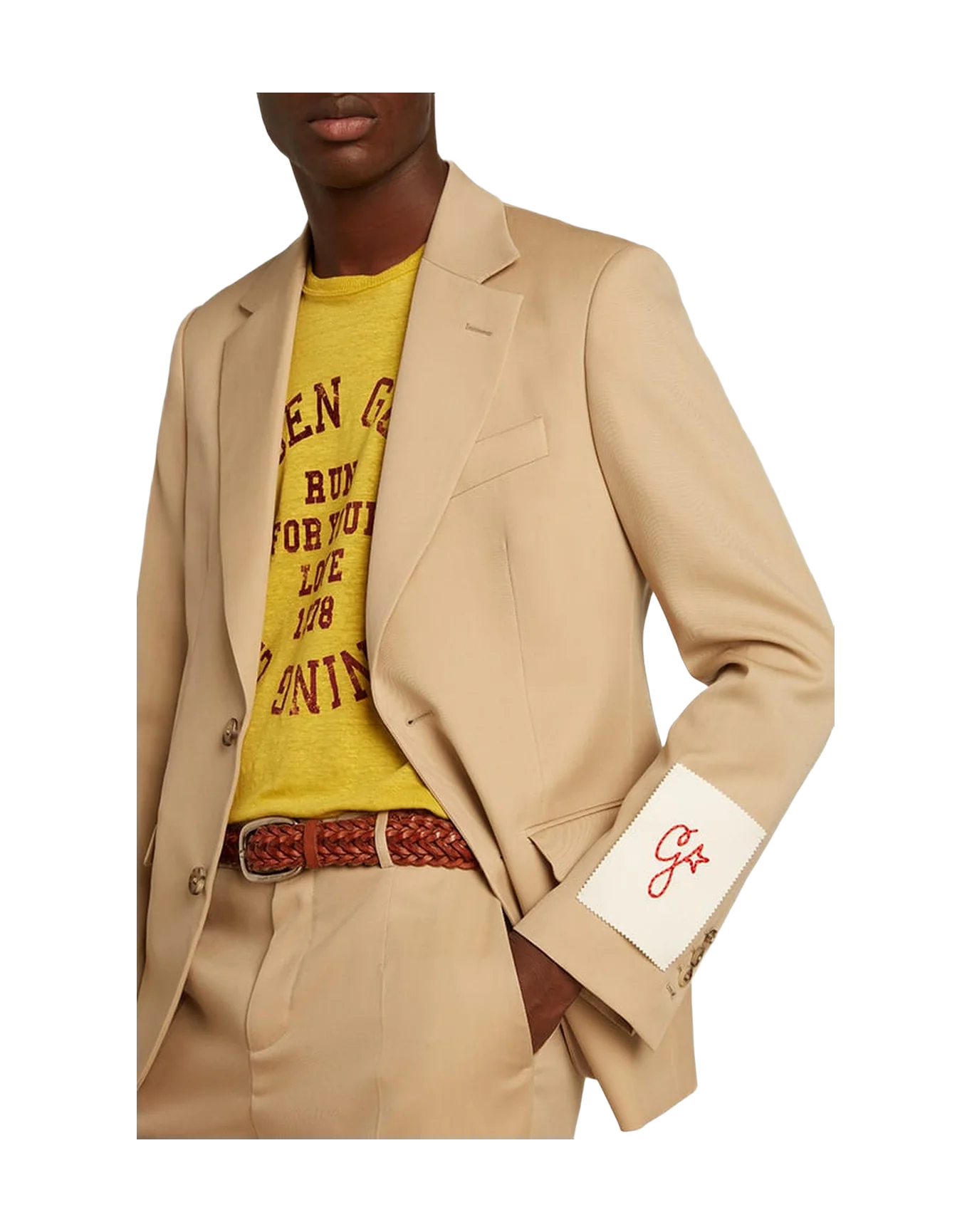 Men | Single Breasted Blazer In With Horn Buttons | Sand - Image 17