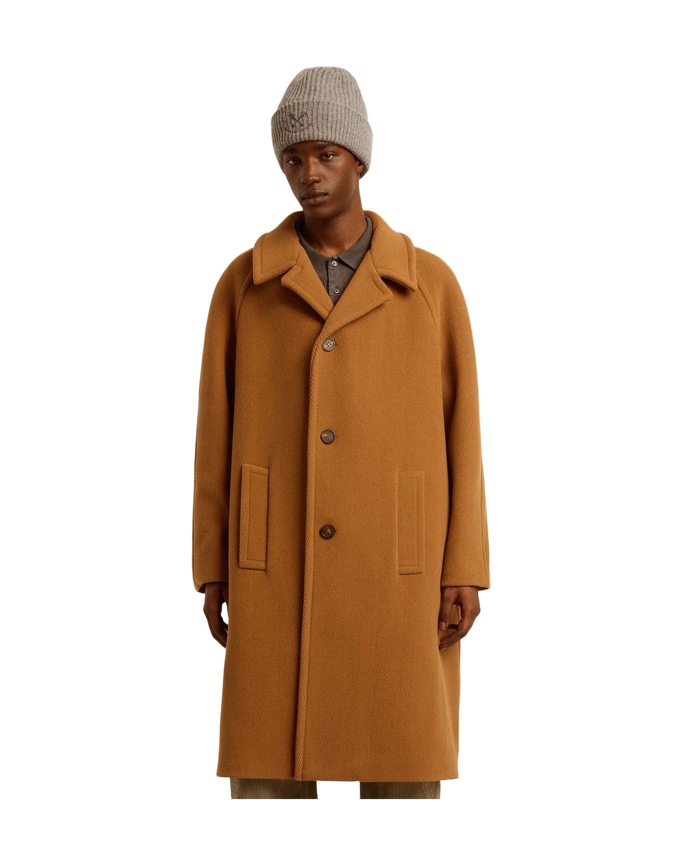 Men | Single Breasted Coat In | Tobacco Brown - Image 6