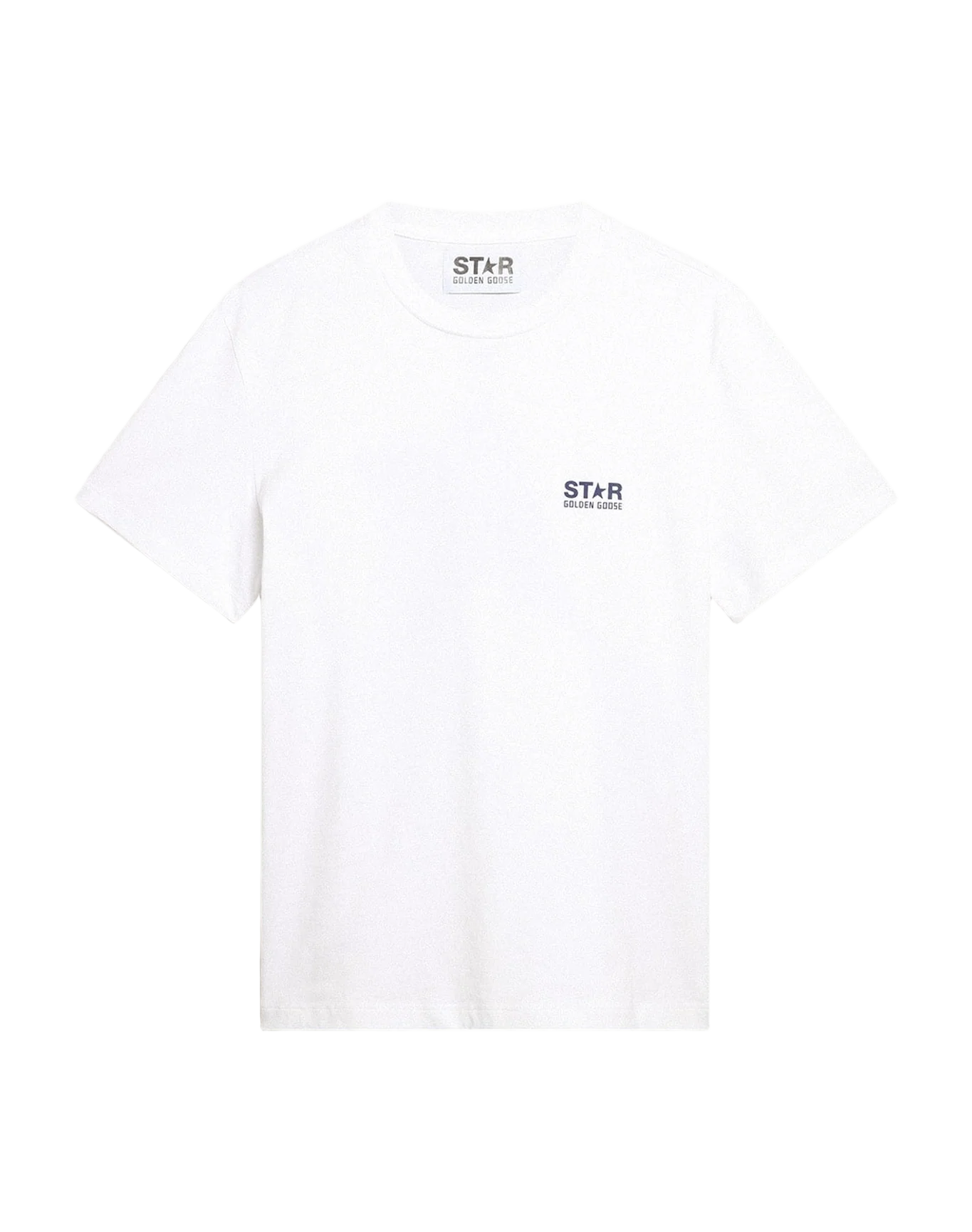 Men | T Shirt With Star On The Back | Optic White x Dark Blue