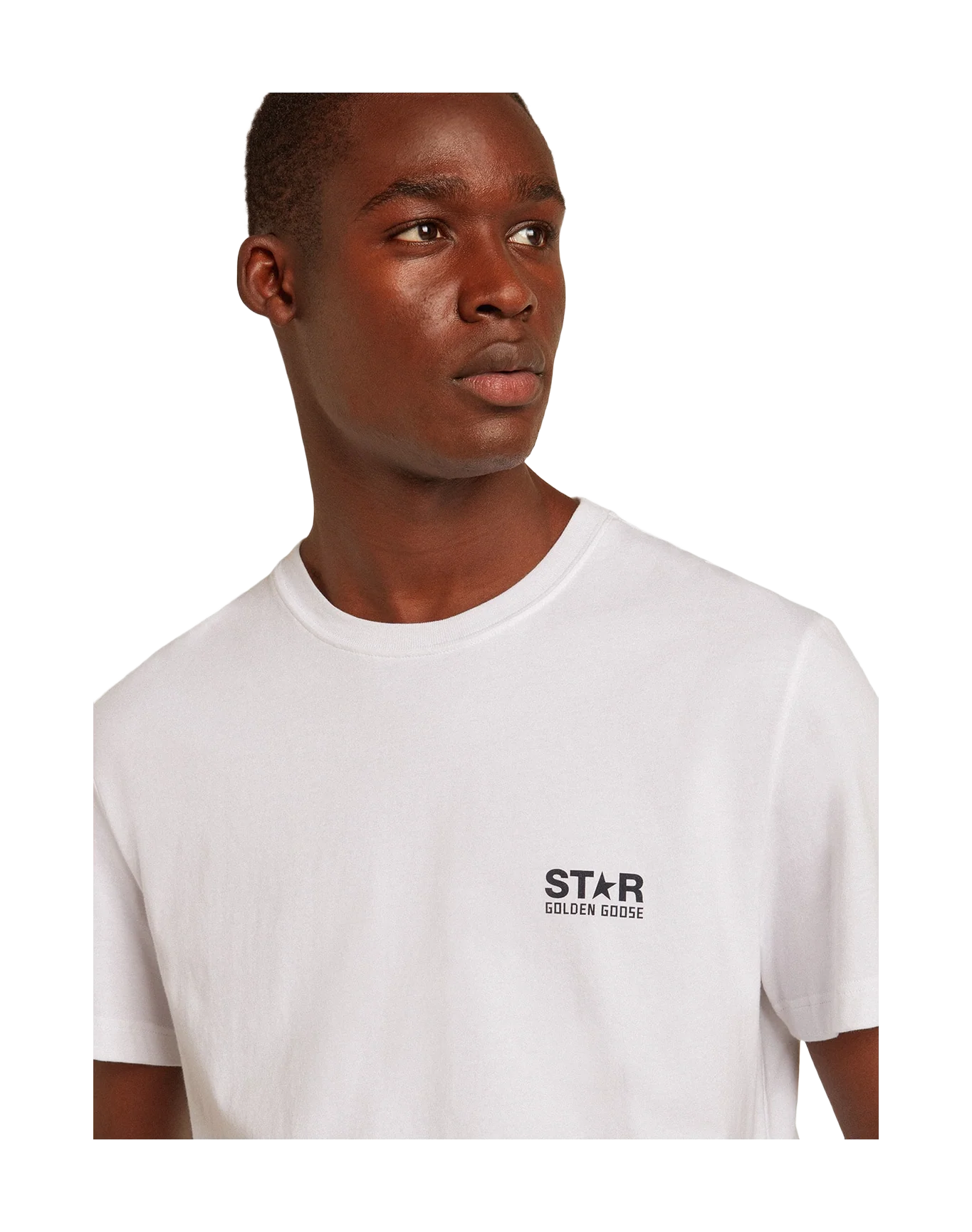 Men | T Shirt With Star On The Back | Optic White x Dark Blue - Image 4