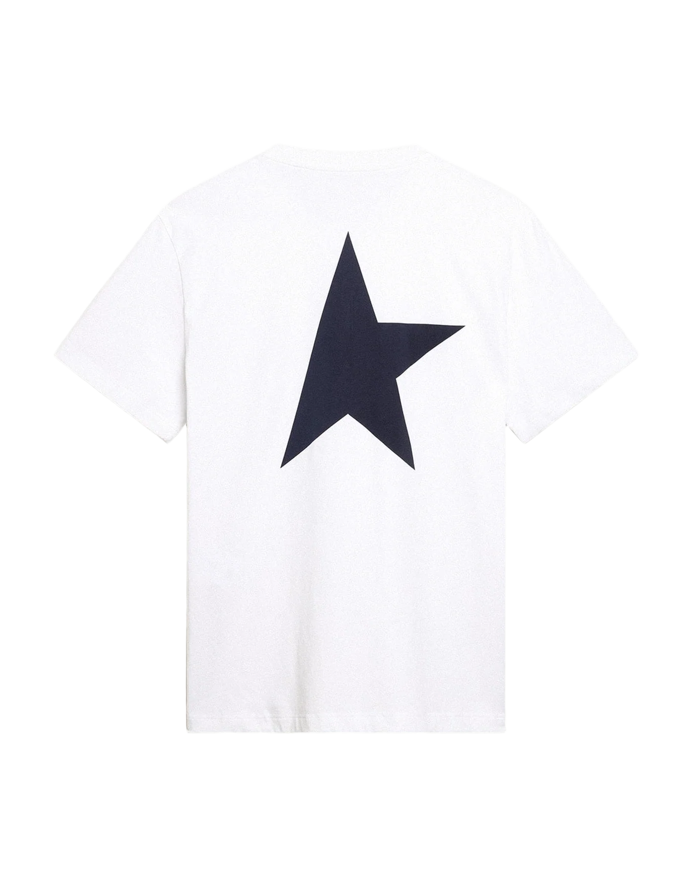 Men | T Shirt With Star On The Back | Optic White x Dark Blue - Image 5