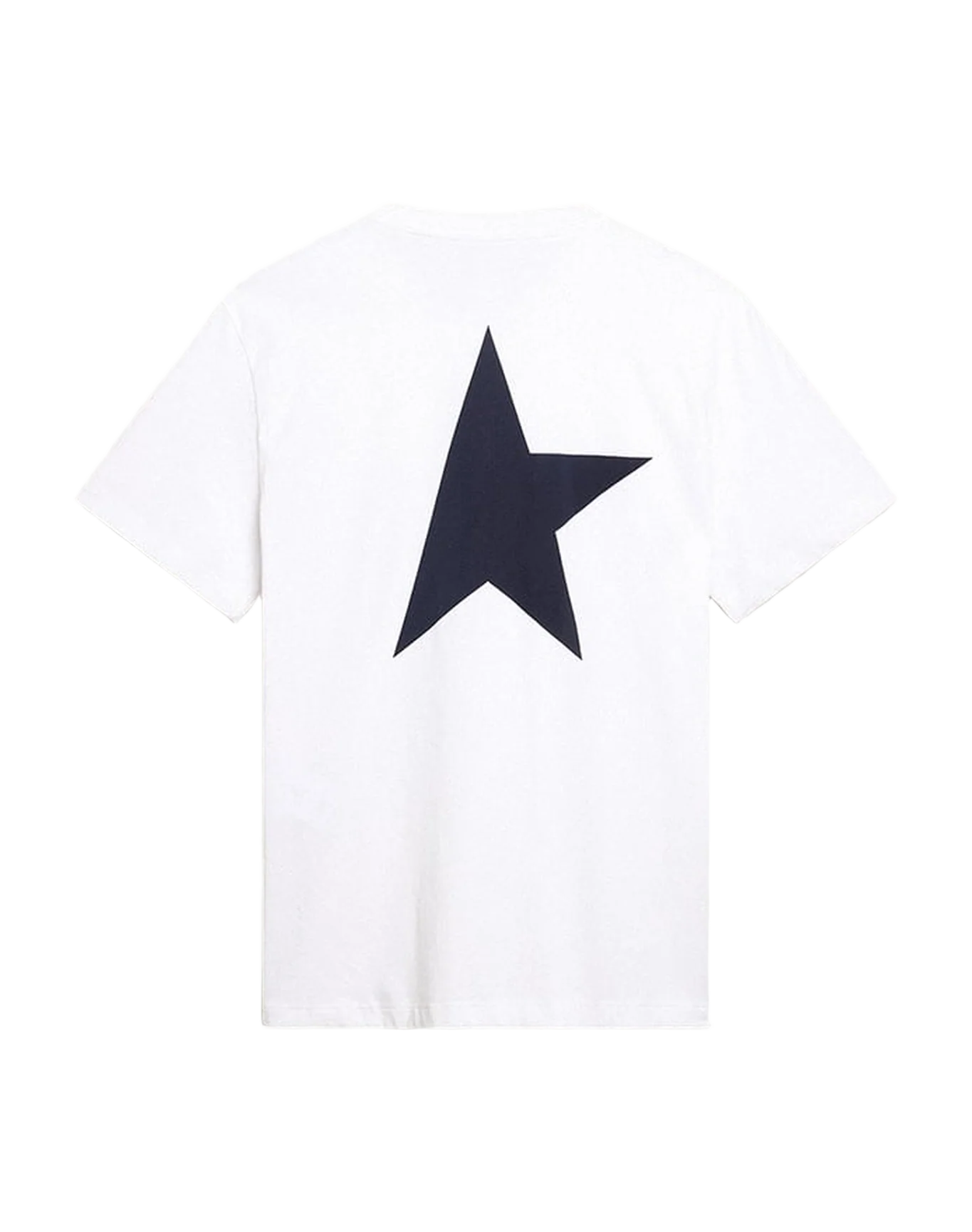 Men | T Shirt With Star On The Back | Optic White x Dark Blue - Image 6