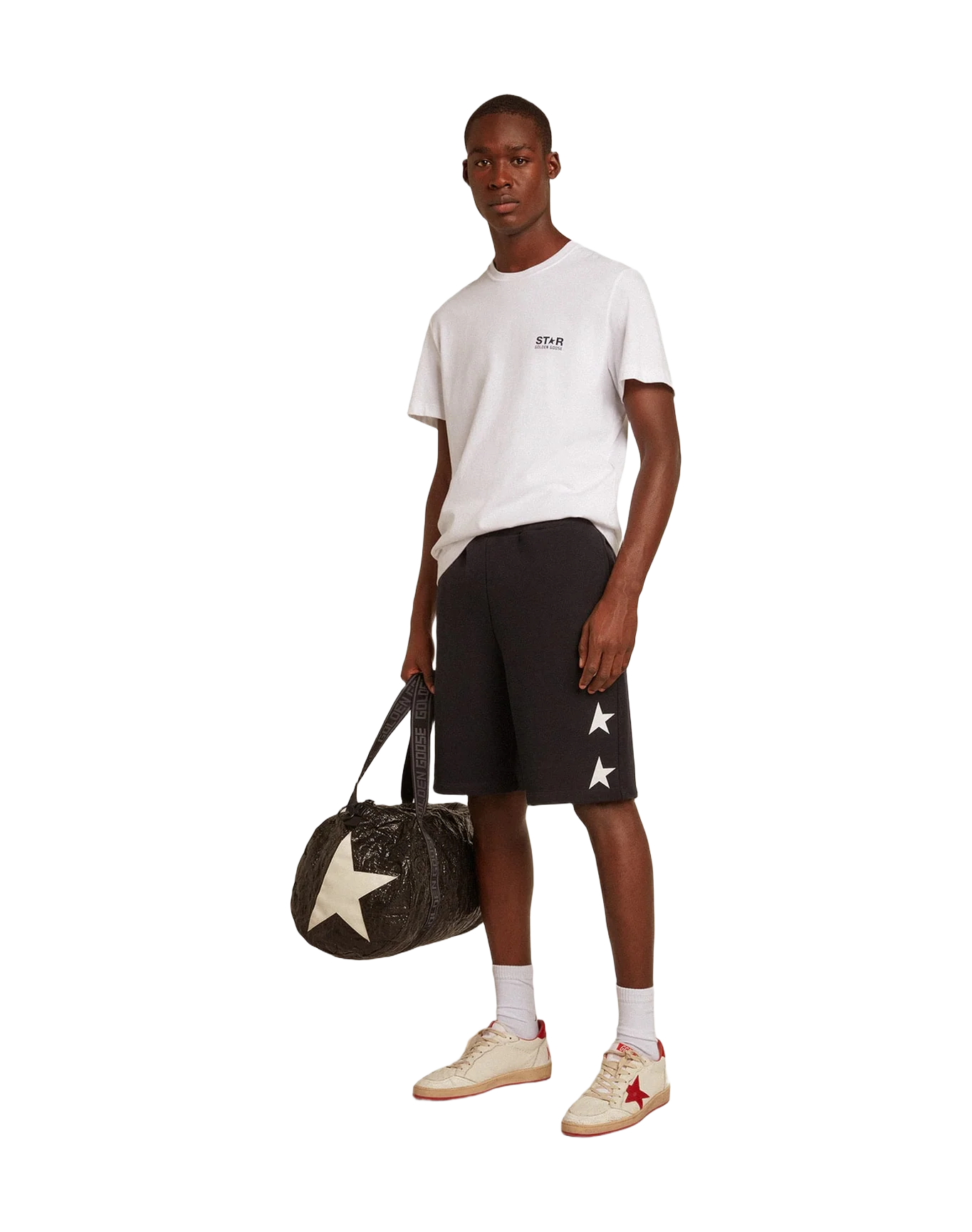 Men | T Shirt With Star On The Back | Optic White x Dark Blue - Image 9