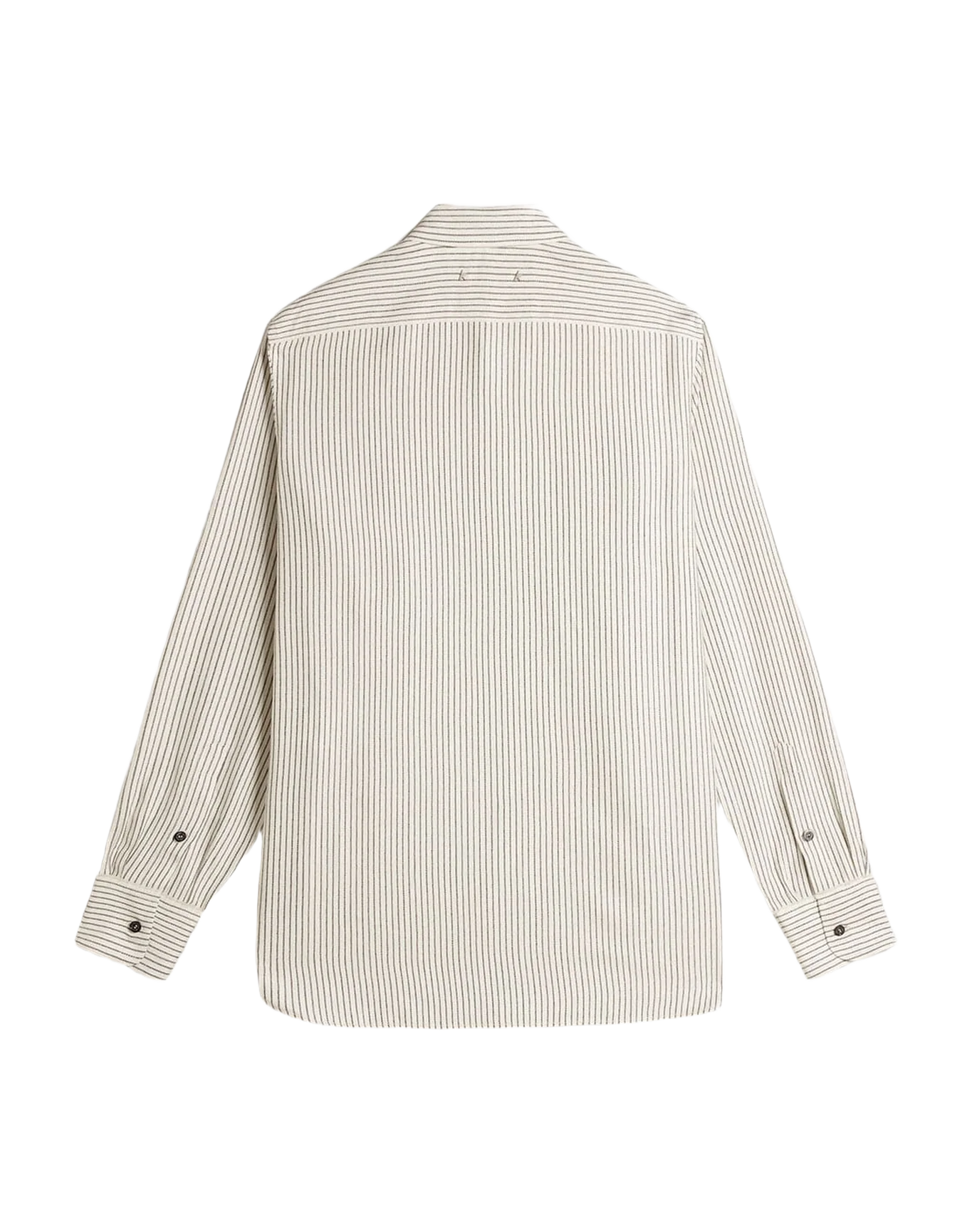 Men | White Viscose Shirt With Narrow Stripes | Artic Wolf x Black - Image 7
