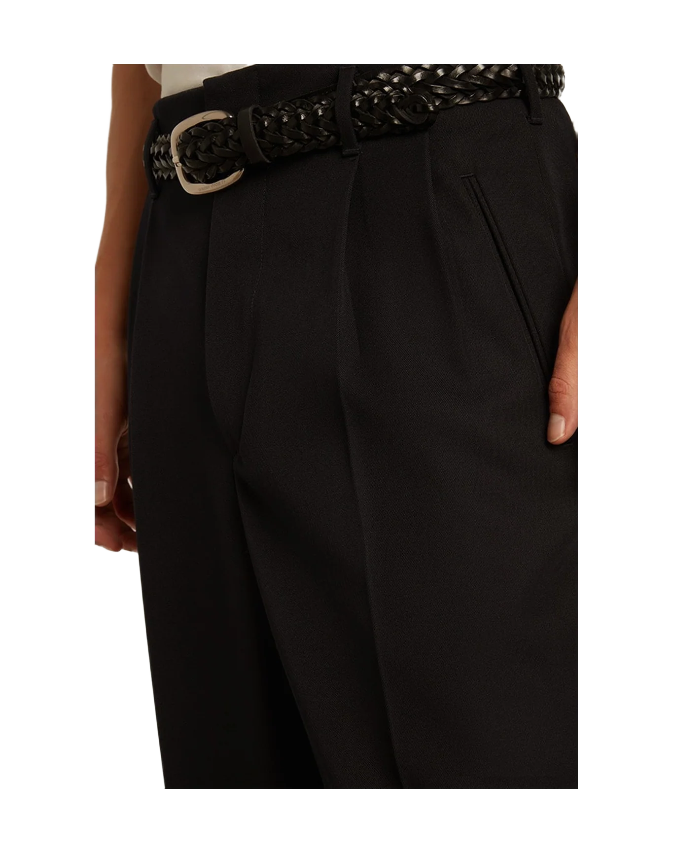 Men | Wide Leg Pants In Wool | Dark Blue - Image 2