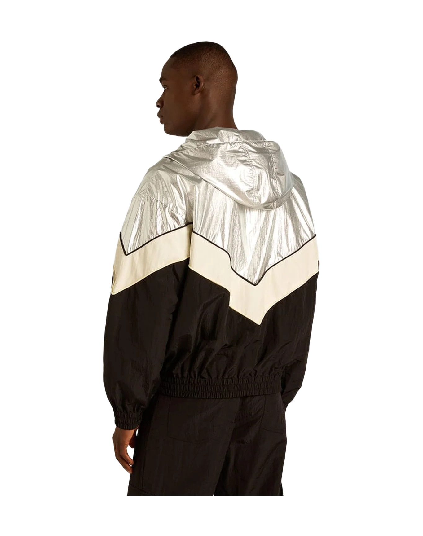 Men | Windcheater In And Technical Fabric | Silver x Dark Papyrus x Black - Image 6