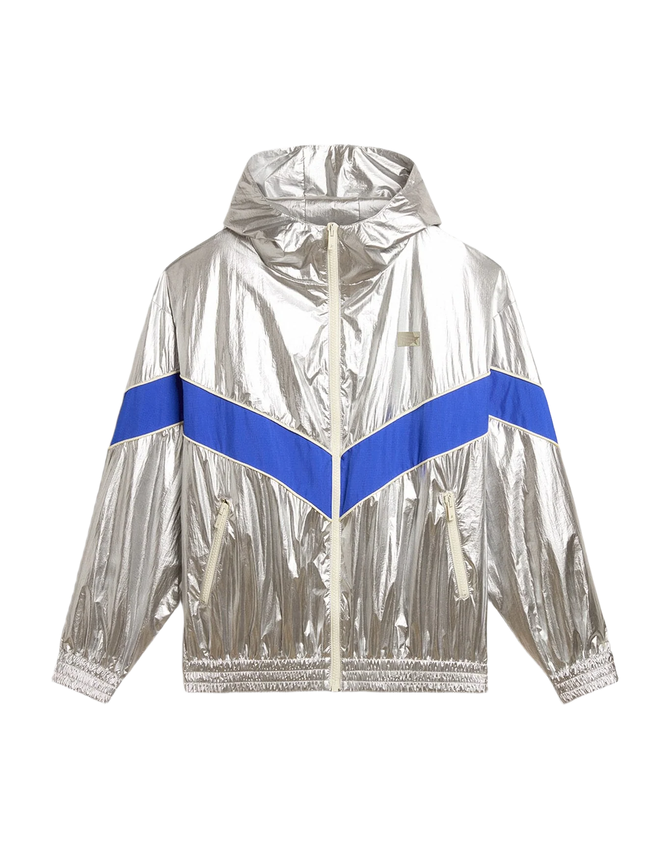 Men | Windcheater In Technical Fabric | Silver x Marathon Blue