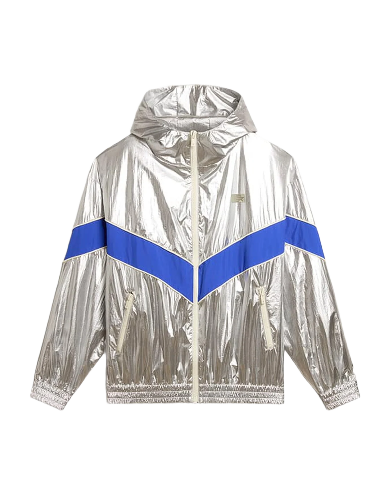 Men | Windcheater In Technical Fabric | Silver x Marathon Blue - Image 7