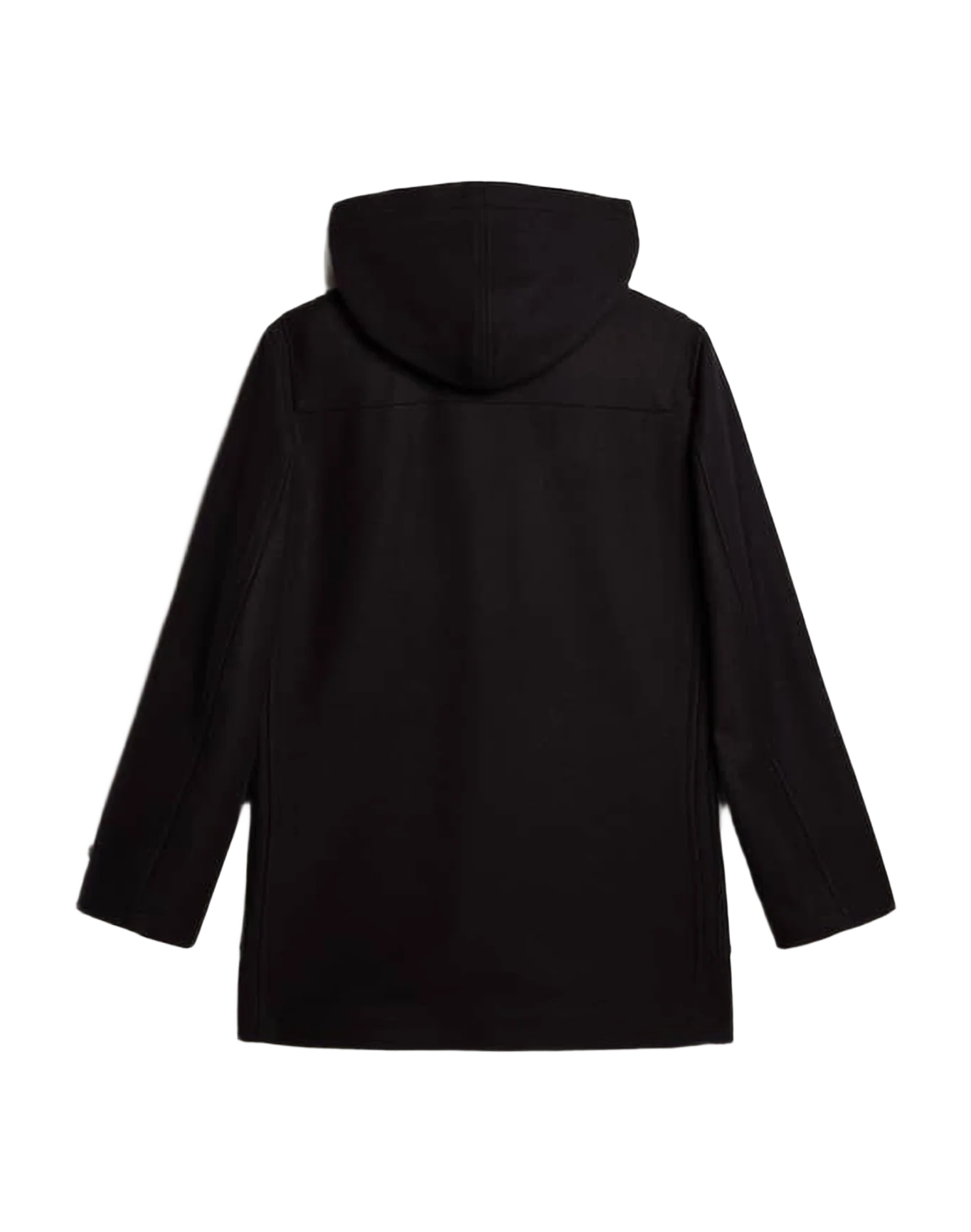 Men | Wool Duffle Coat With Hood And Toggle Fastening | Dark Blue - Image 3