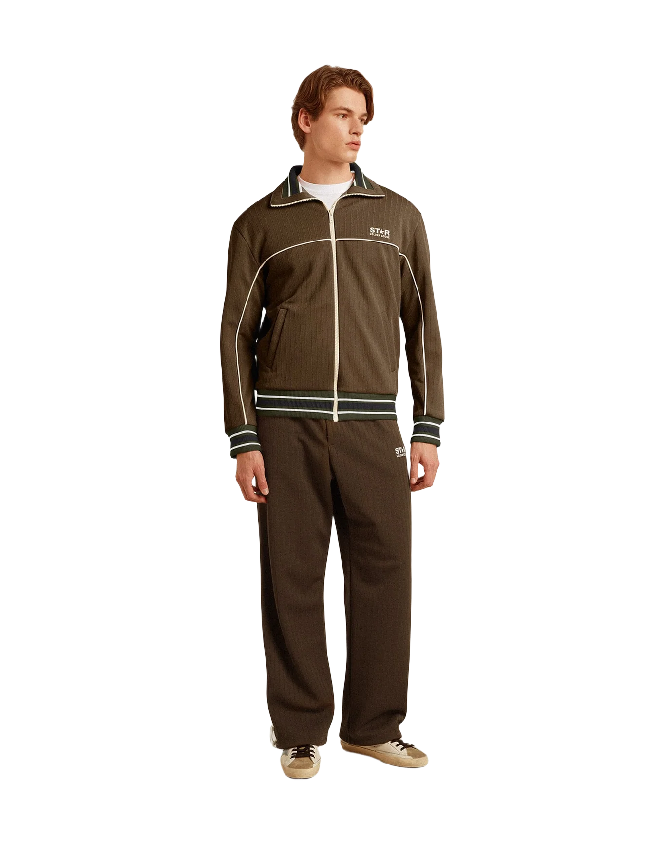 Men | Zipped Sweatshirt With White Logo | Military Green x Papyrus - Image 10