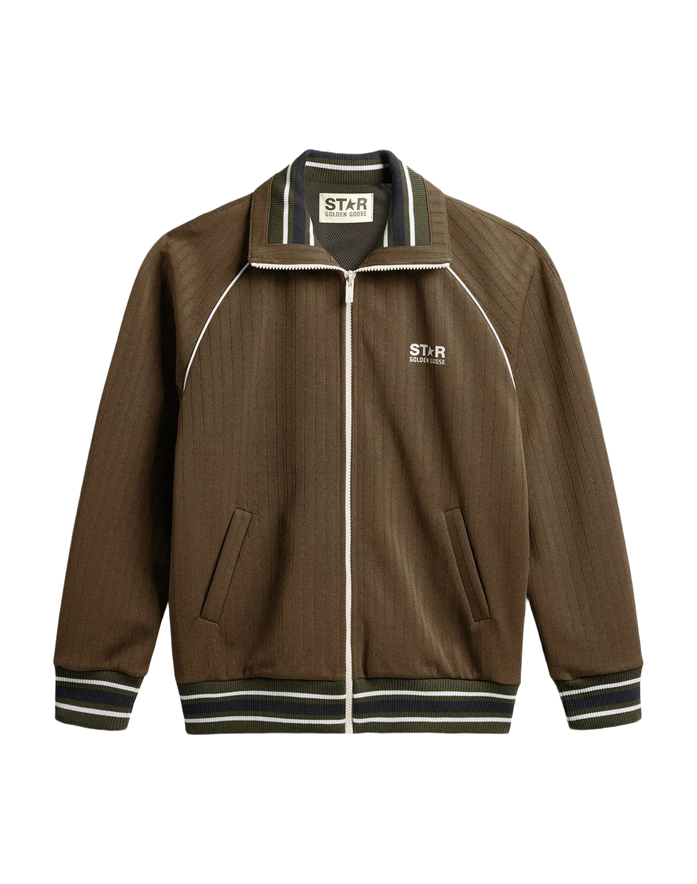 Men | Zipped Sweatshirt With White Logo | Military Green x Papyrus - Image 4