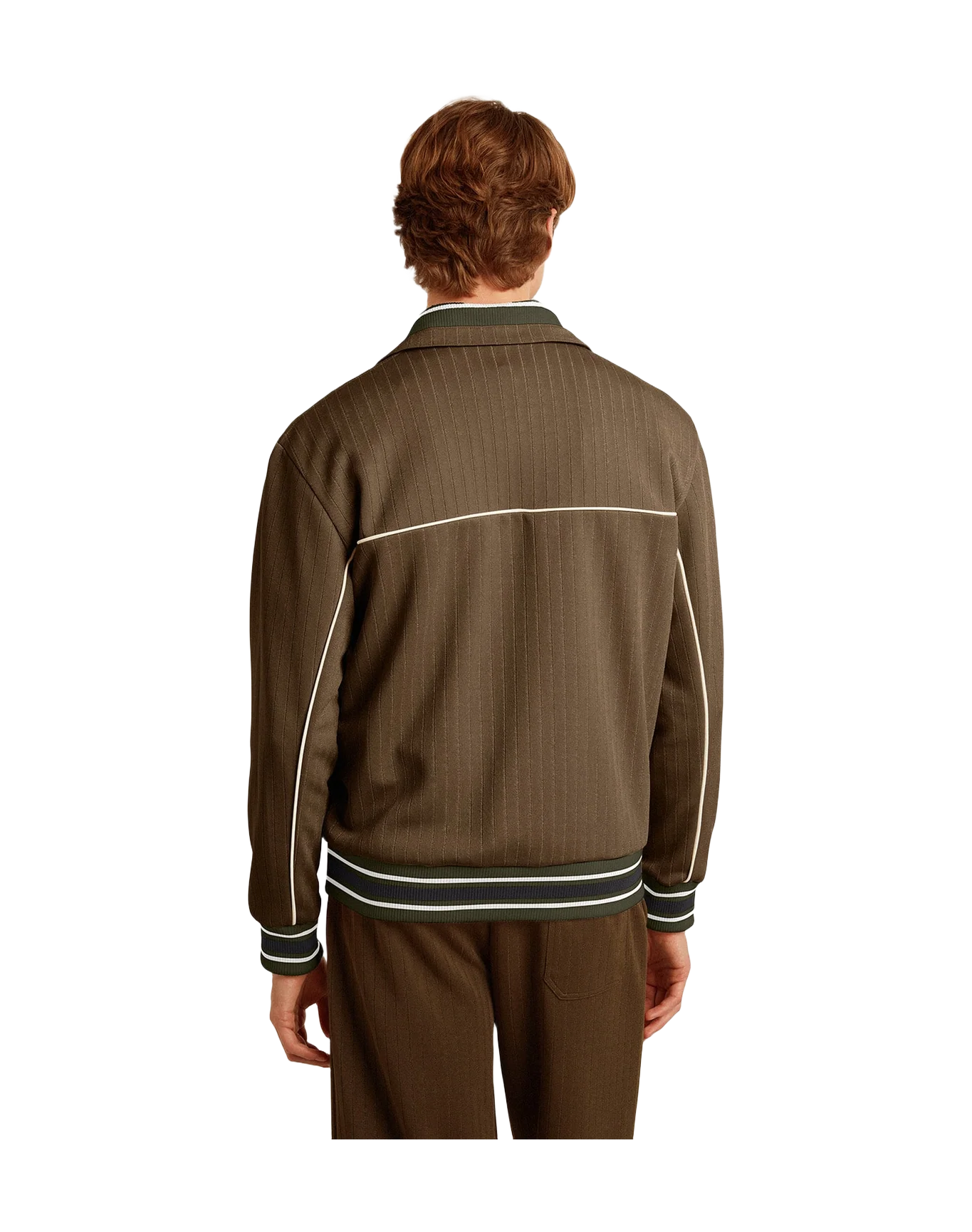 Men | Zipped Sweatshirt With White Logo | Military Green x Papyrus - Image 9