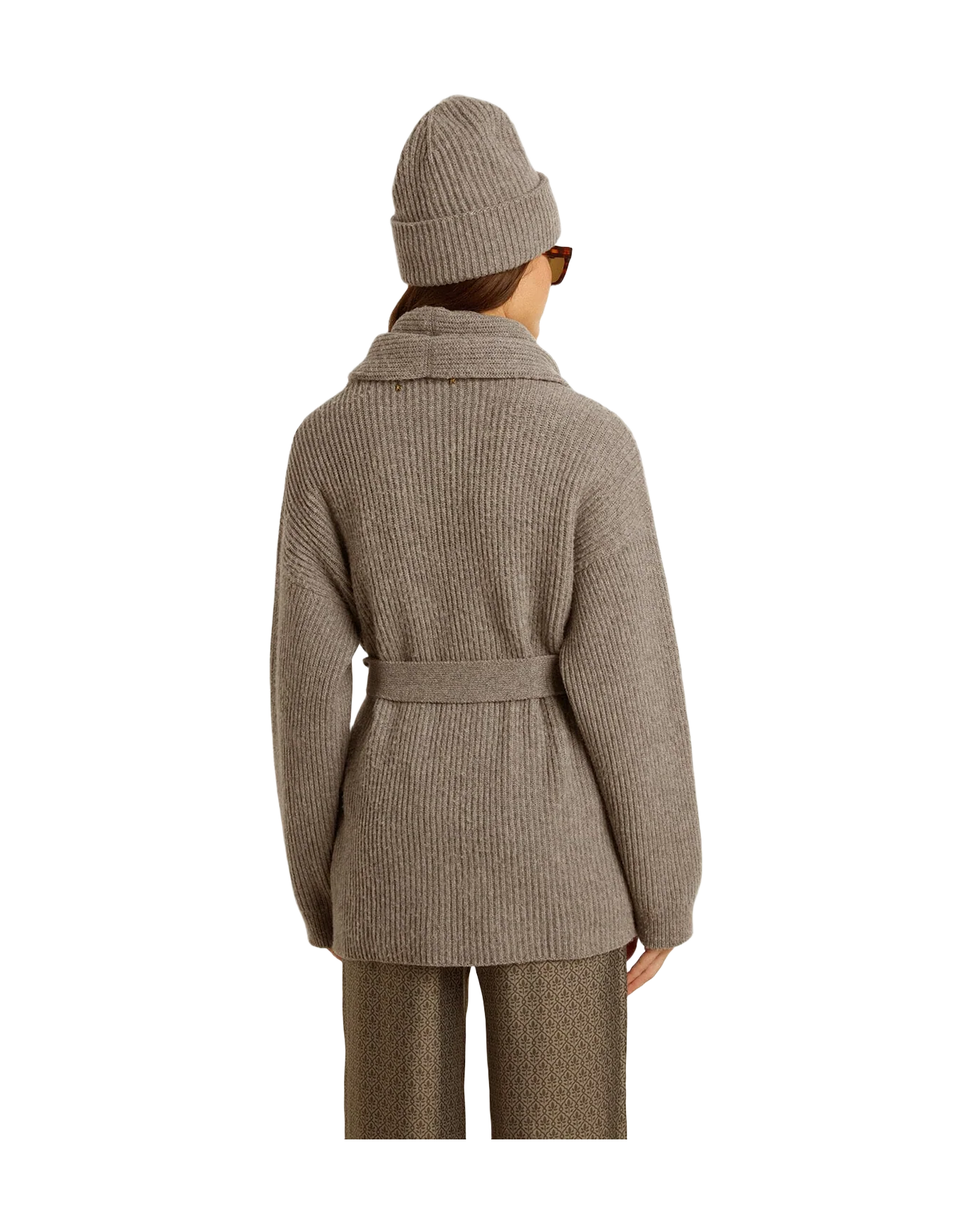 Women | Cardigan In Gray Wool With Embroidery On The Front | Grey Melange - Image 2
