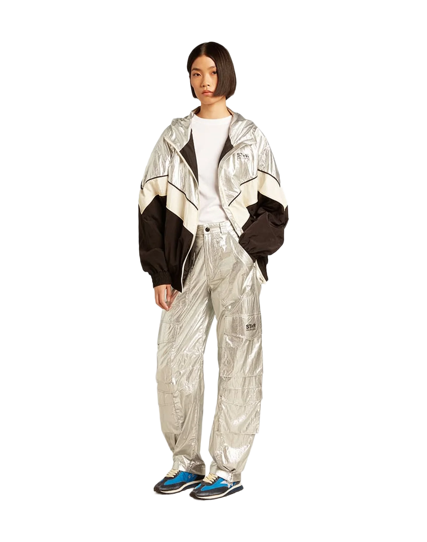 Women | Cargo Pants In Technical Fabric | Silver (V1) - Image 11