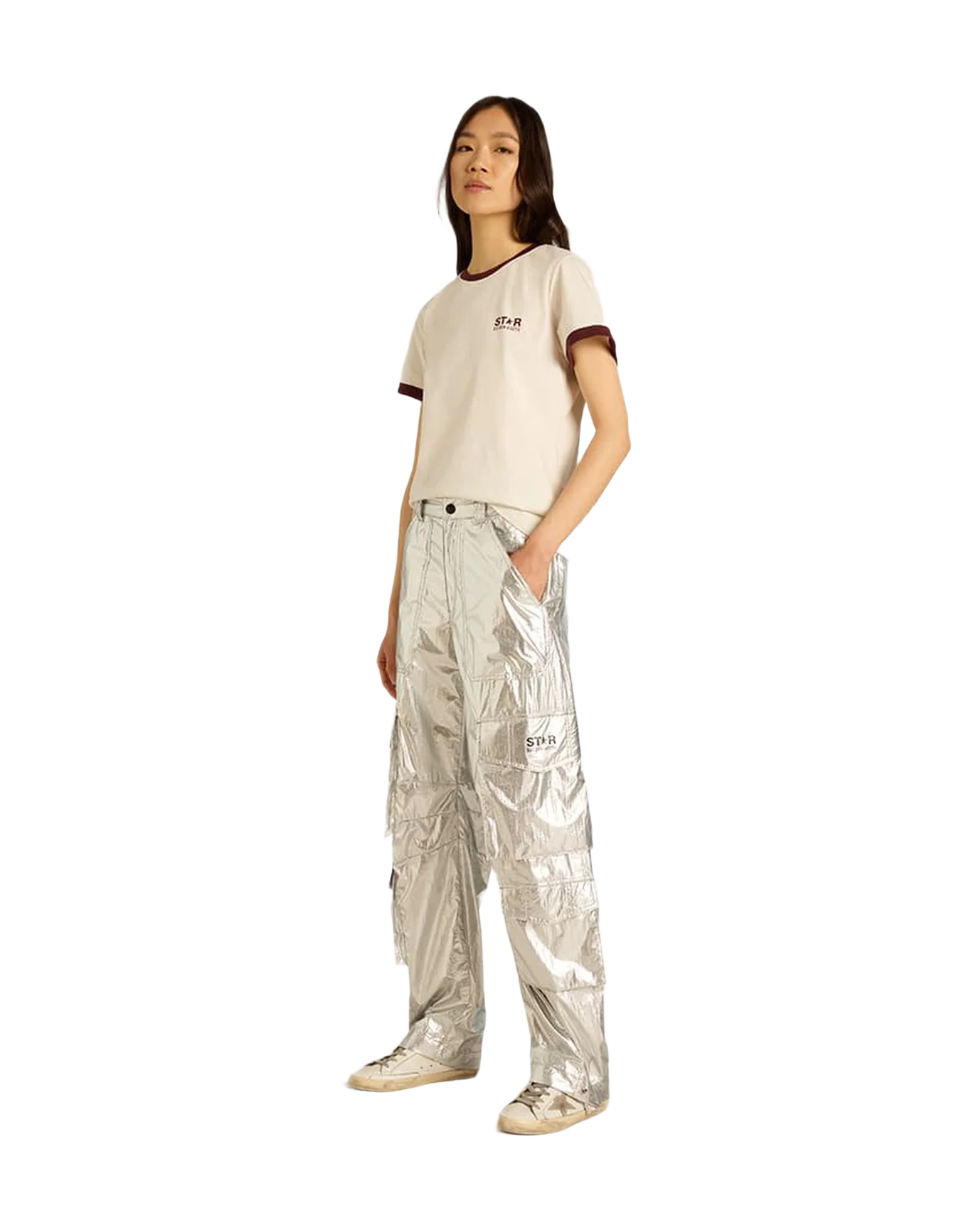 Women | Cargo Pants In Technical Fabric | Silver (V1) - Image 4