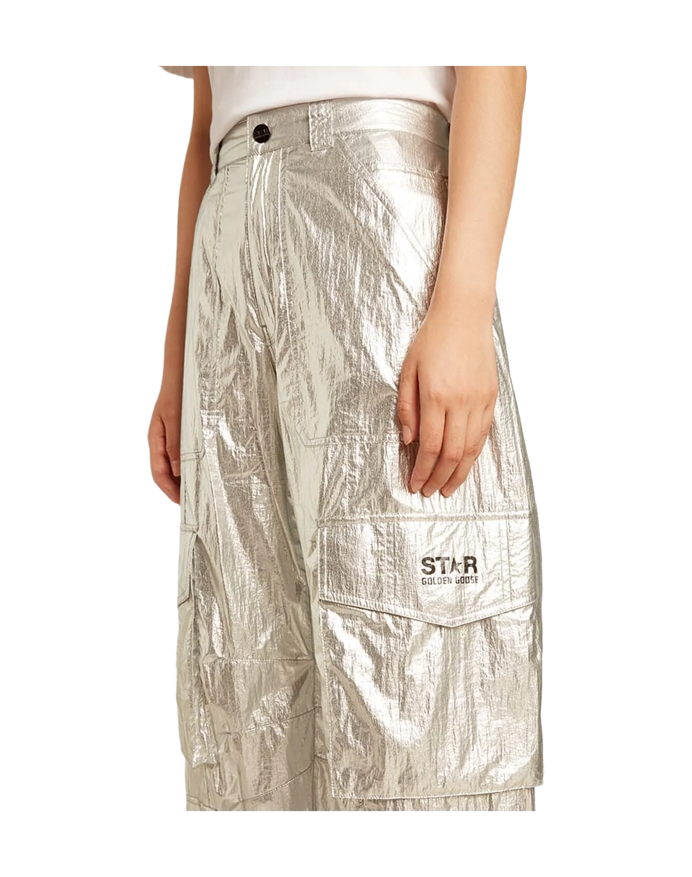 Women | Cargo Pants In Technical Fabric | Silver (V1) - Image 7