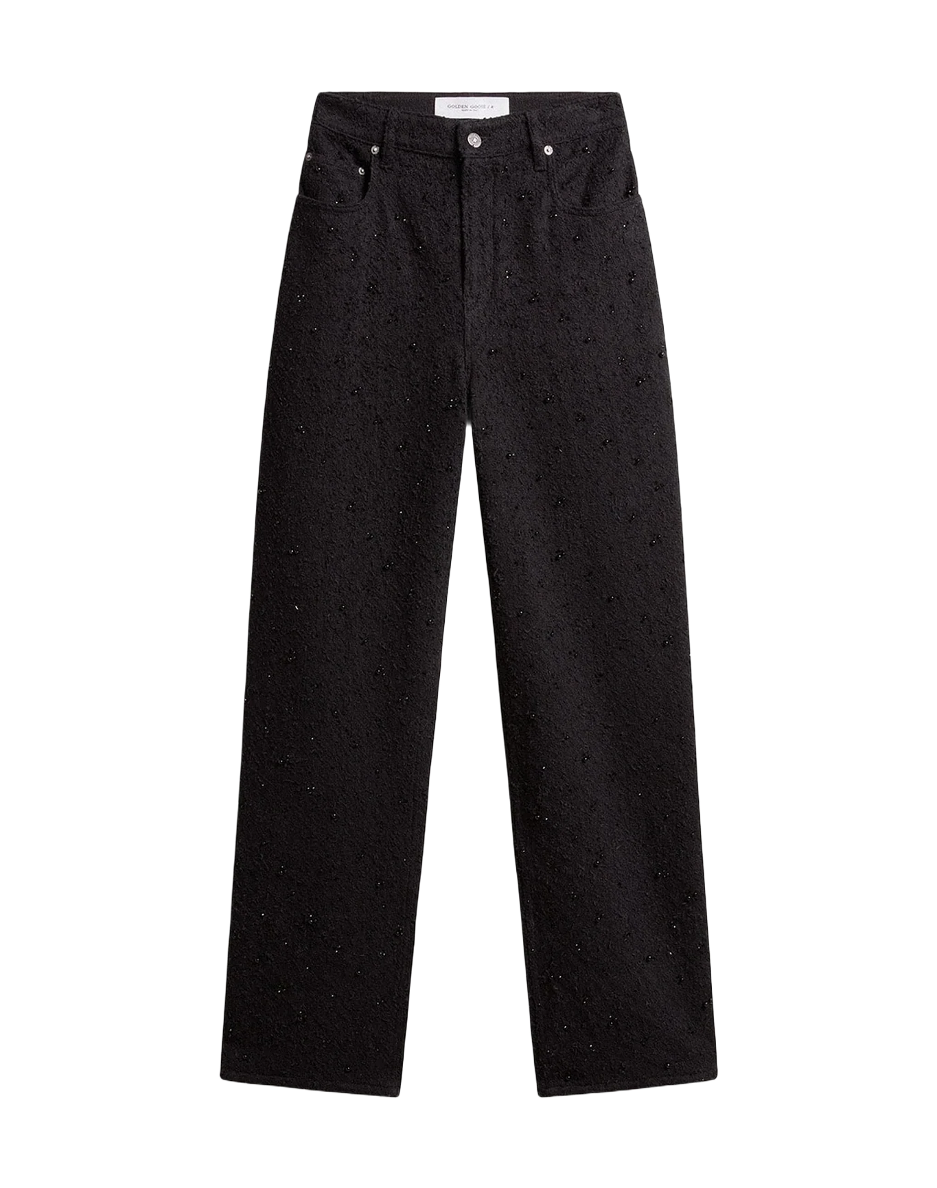 Women | Cotton Denim Pants With Crystal And Stone Decoration | Black - Image 2