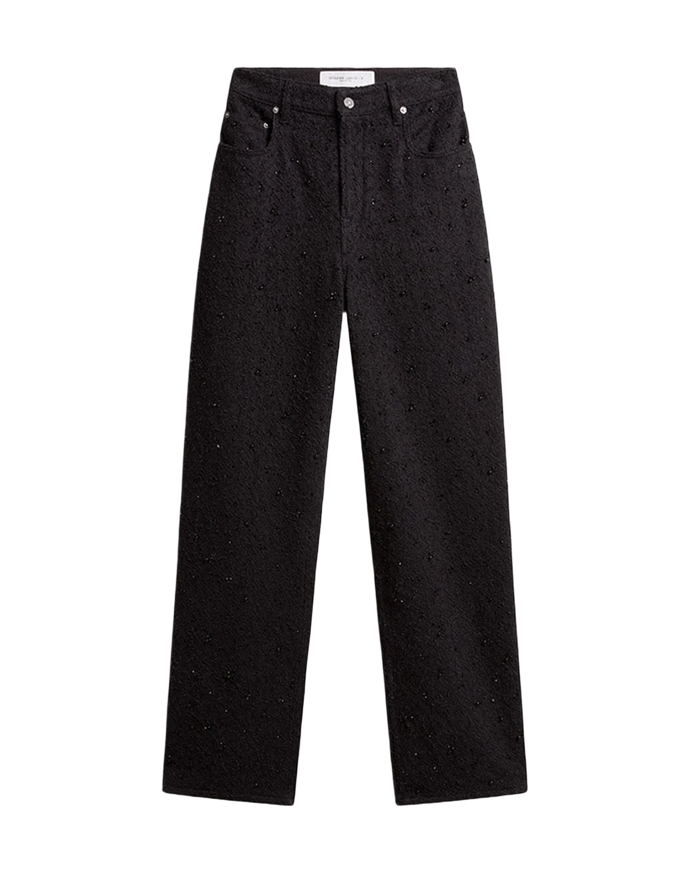 Women | Cotton Denim Pants With Crystal And Stone Decoration | Black - Image 4