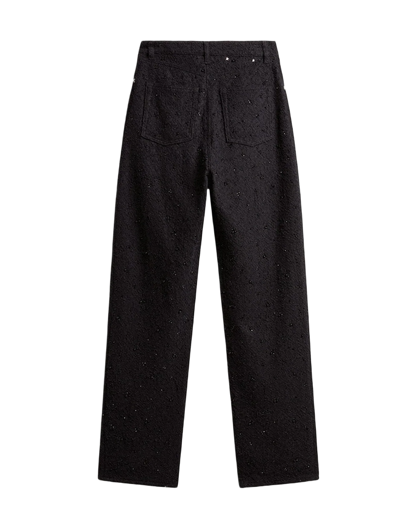 Women | Cotton Denim Pants With Crystal And Stone Decoration | Black - Image 9