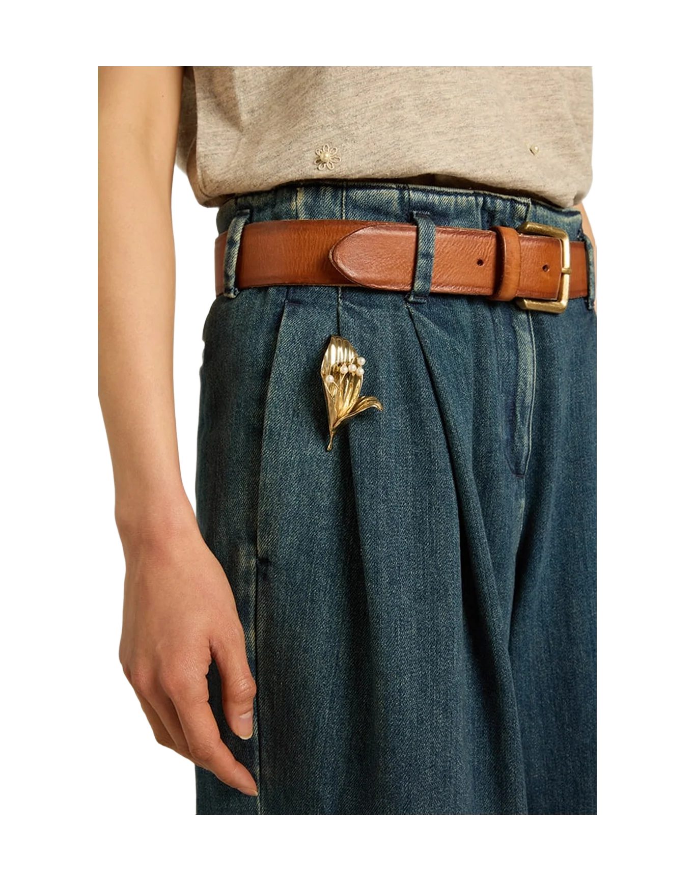 Women | Cotton Pleated Pants | Blue - Image 2