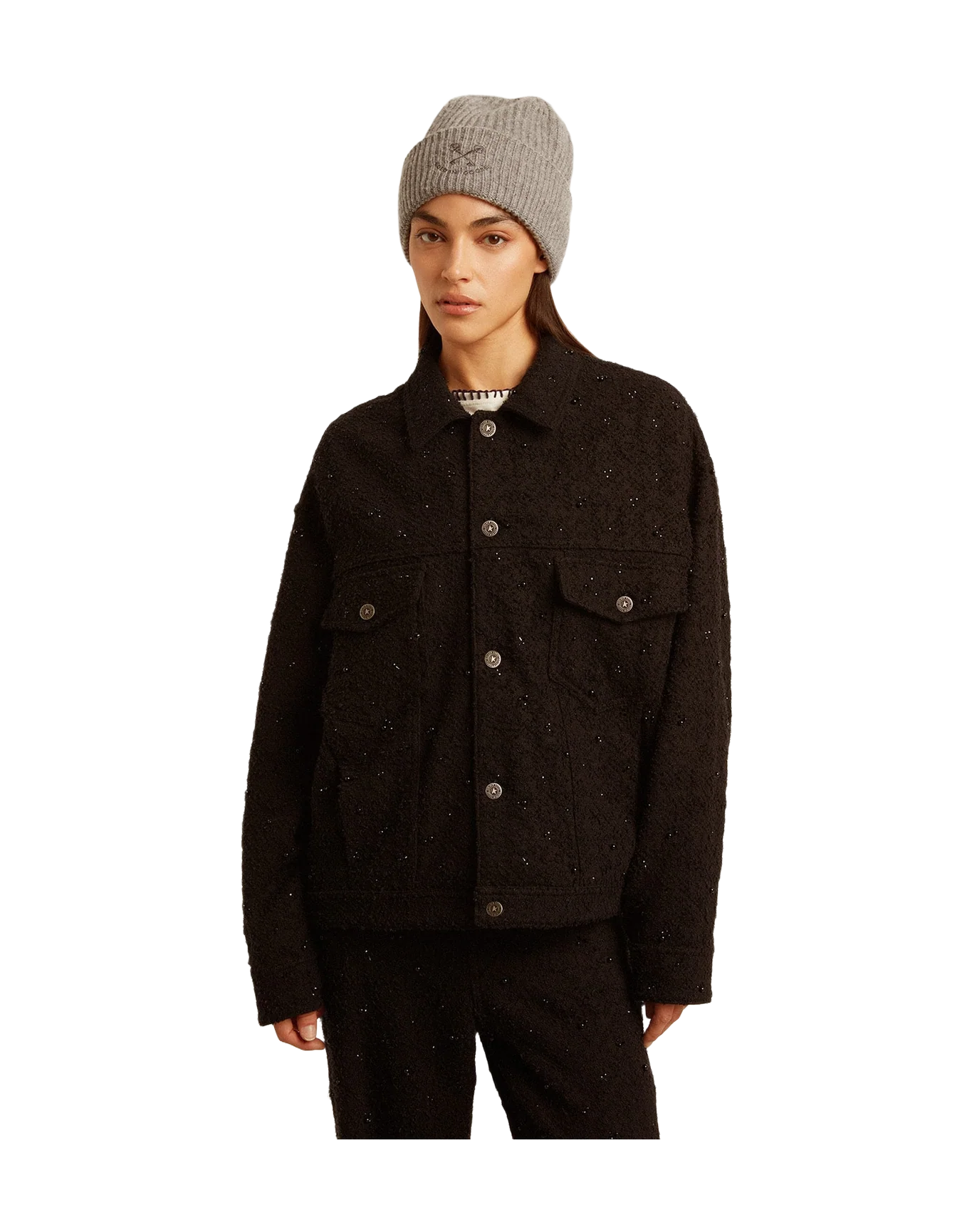 Women | Denim Jacket With Embroidery | Black - Image 2