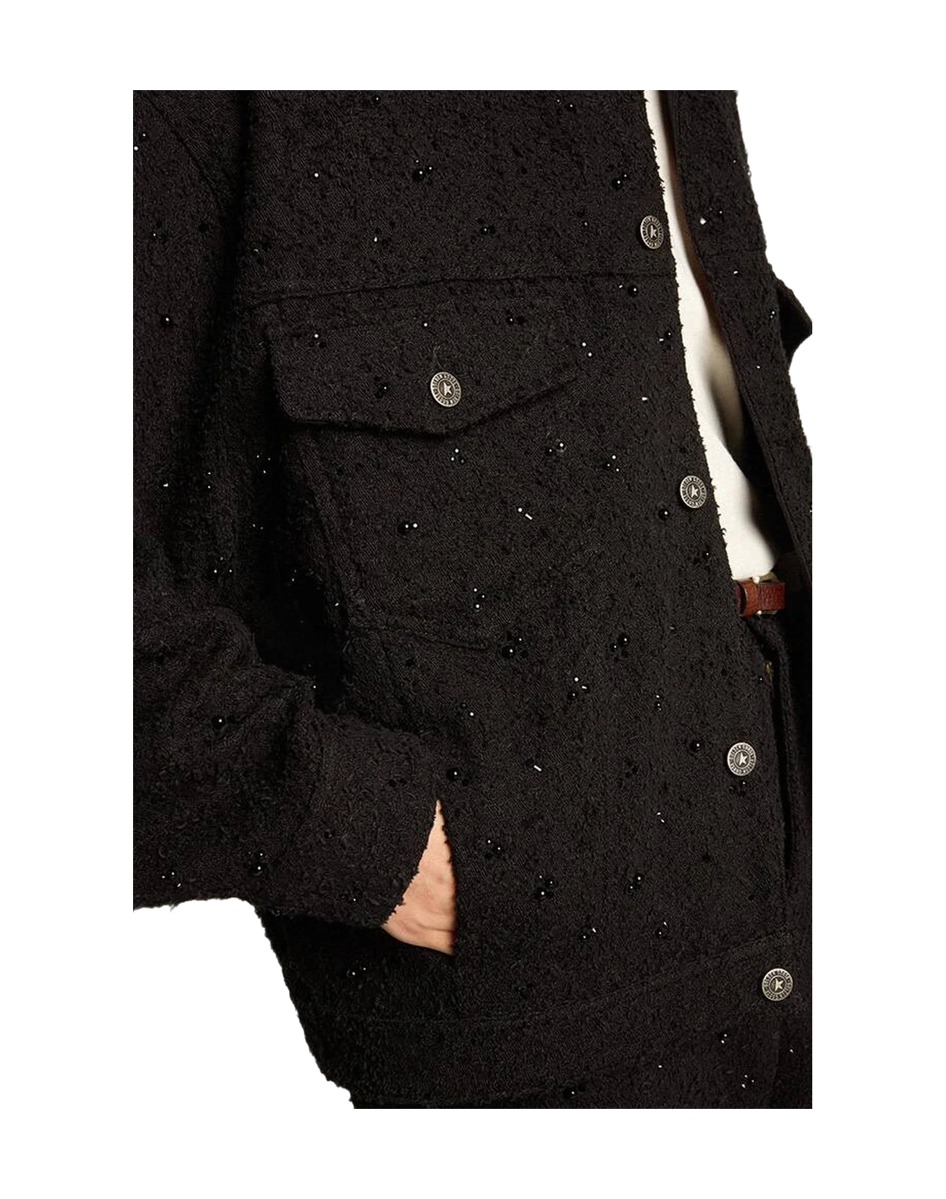Women | Denim Jacket With Embroidery | Black - Image 3