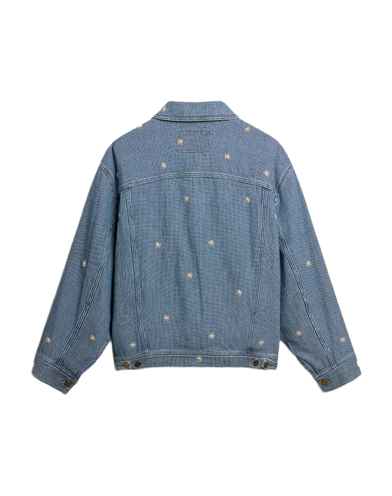 Women | Denim Jacket With Floral Embroidery | Light Blue - Image 2