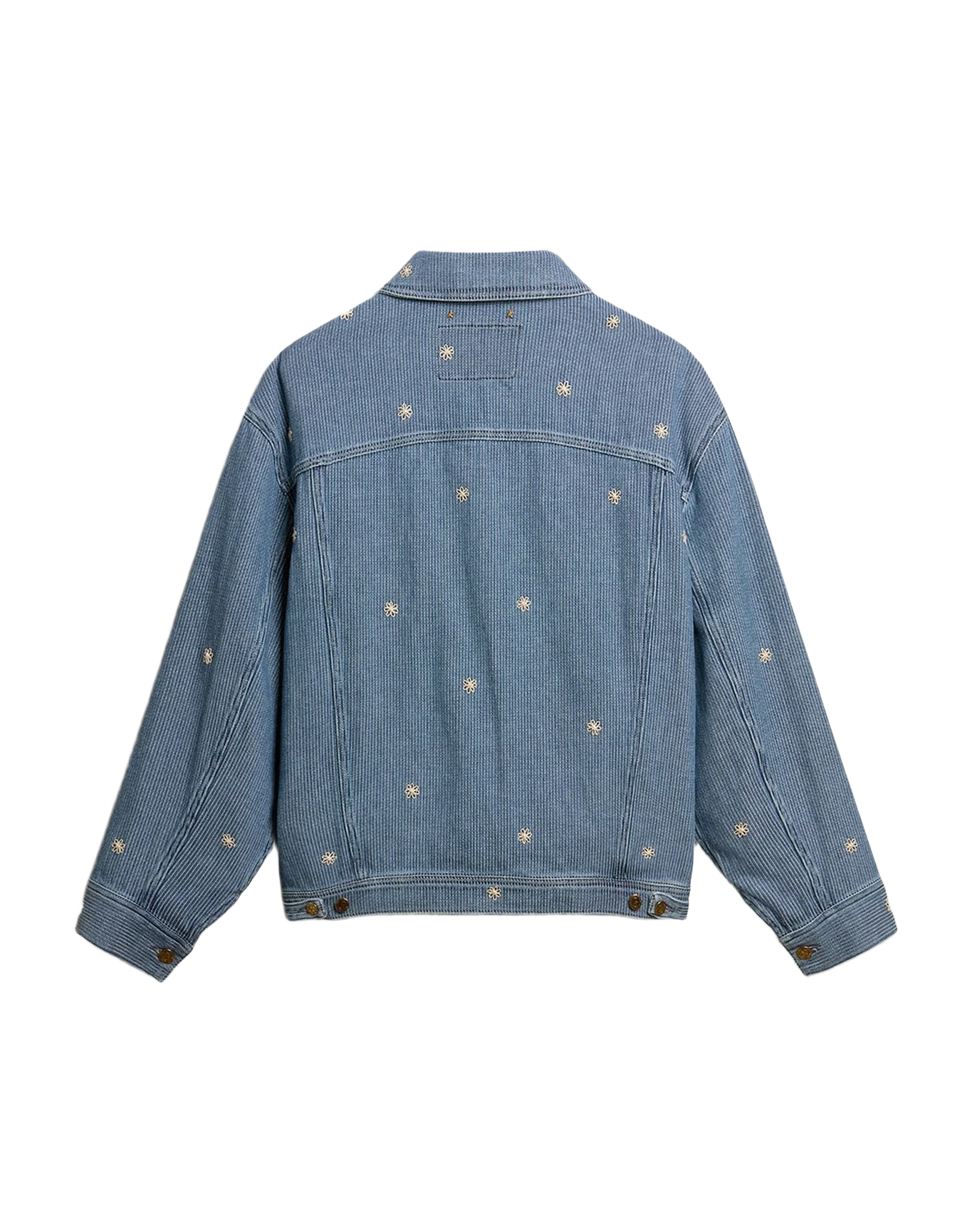 Women | Denim Jacket With Floral Embroidery | Light Blue - Image 5