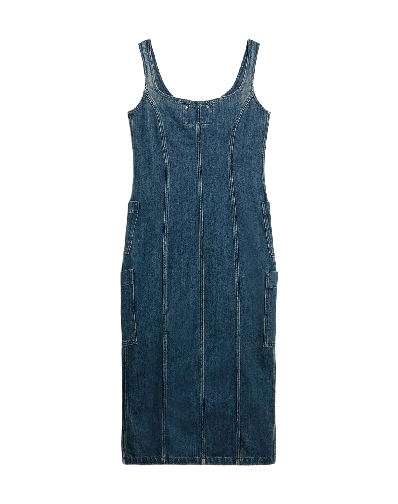 Women | Denim Sleeveless Dress With Button Fastening | Blue - Image 7