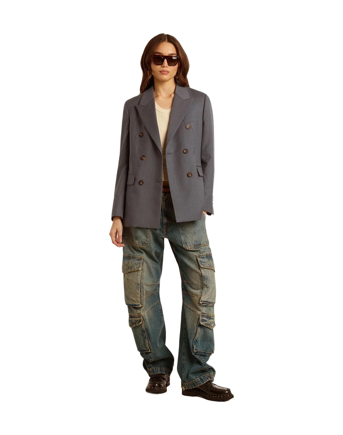 Women | Double Breasted Blazer In Baby Blue | Grisallie - Image 11