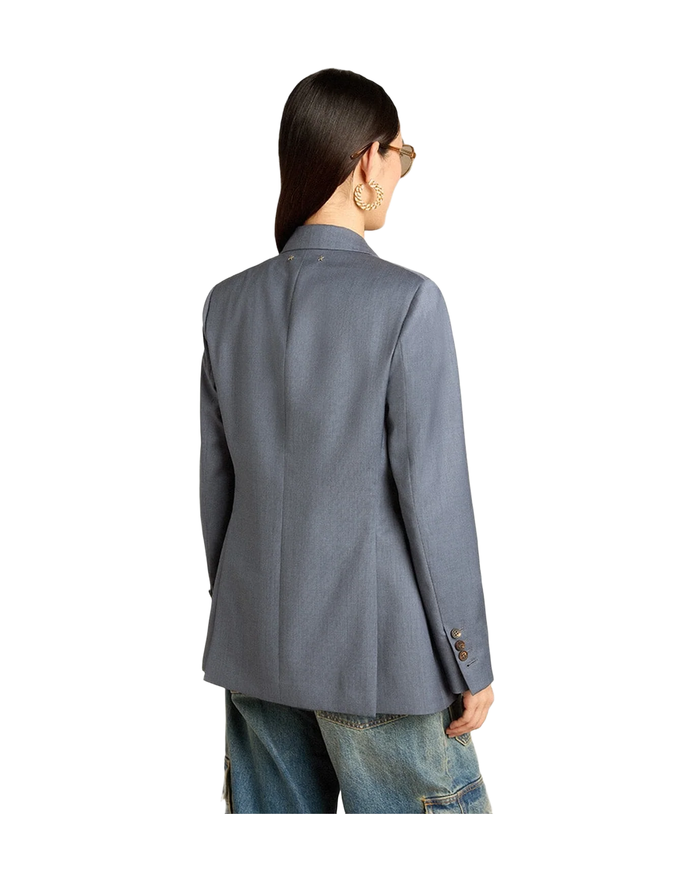 Women | Double Breasted Blazer In Baby Blue | Grisallie - Image 12