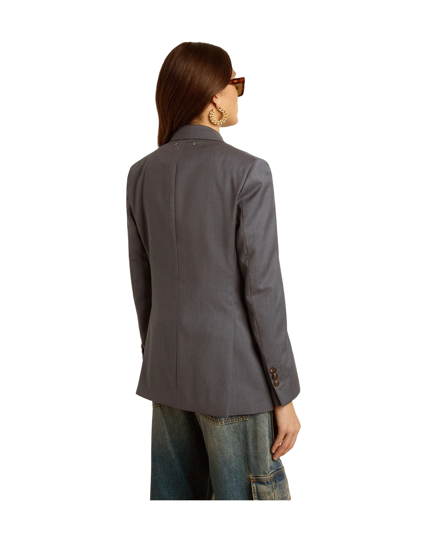 Women | Double Breasted Blazer In Baby Blue | Grisallie - Image 8