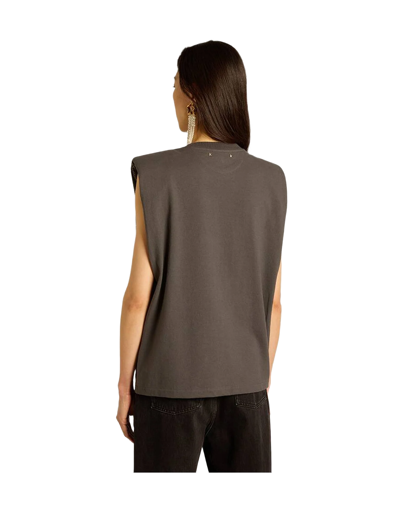 Women | Gray Sleeveless T Shirt | Anthracite - Image 3