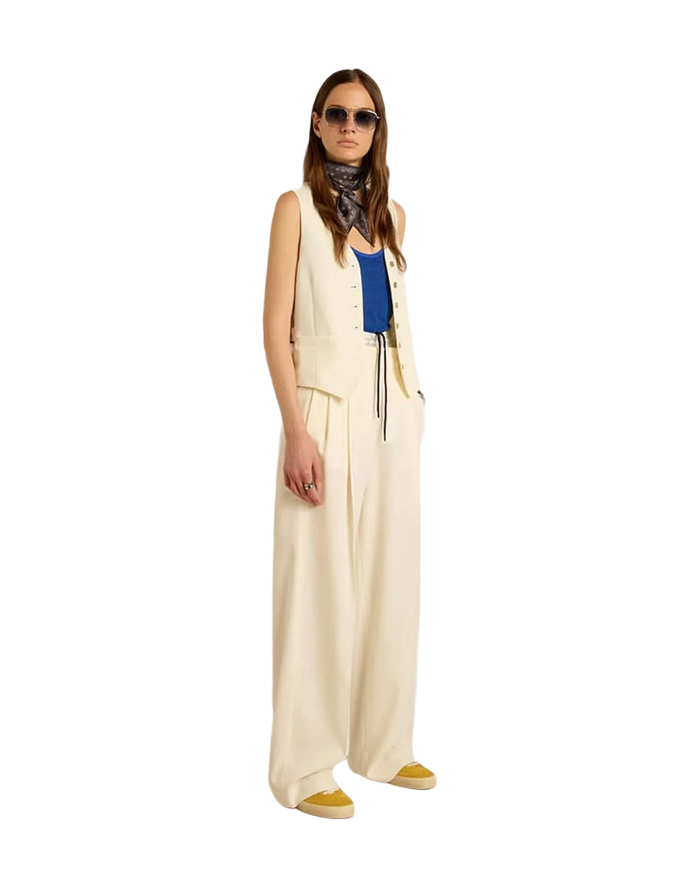 Women | Joggers In Aged White Wool Blend | Arctic Wolf - Image 9