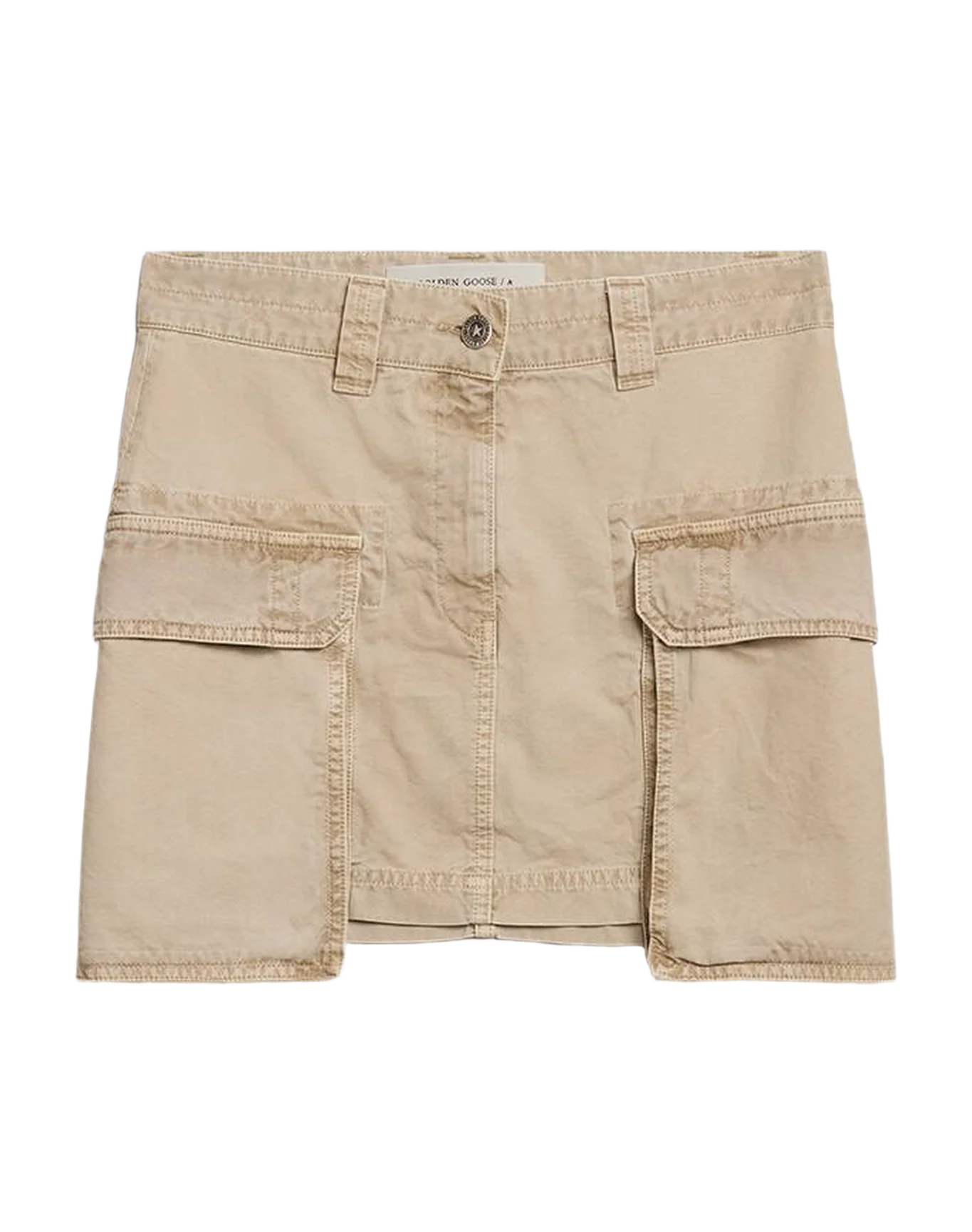 Women | Khaki Colored Cargo Skirt | Trench Coat - Image 6