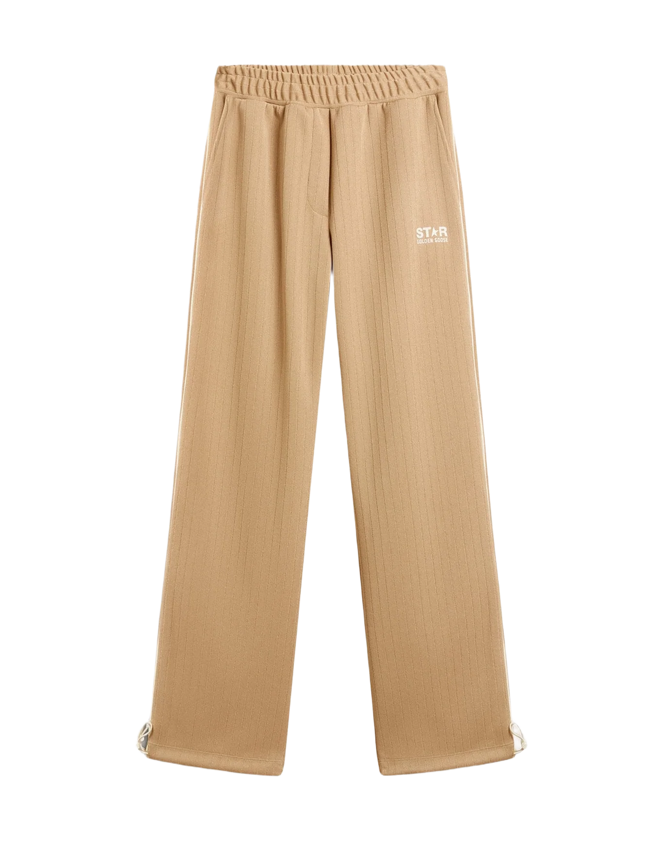 Women | Light Beige Joggers With White Logo | Pale Khaki x Papyrus