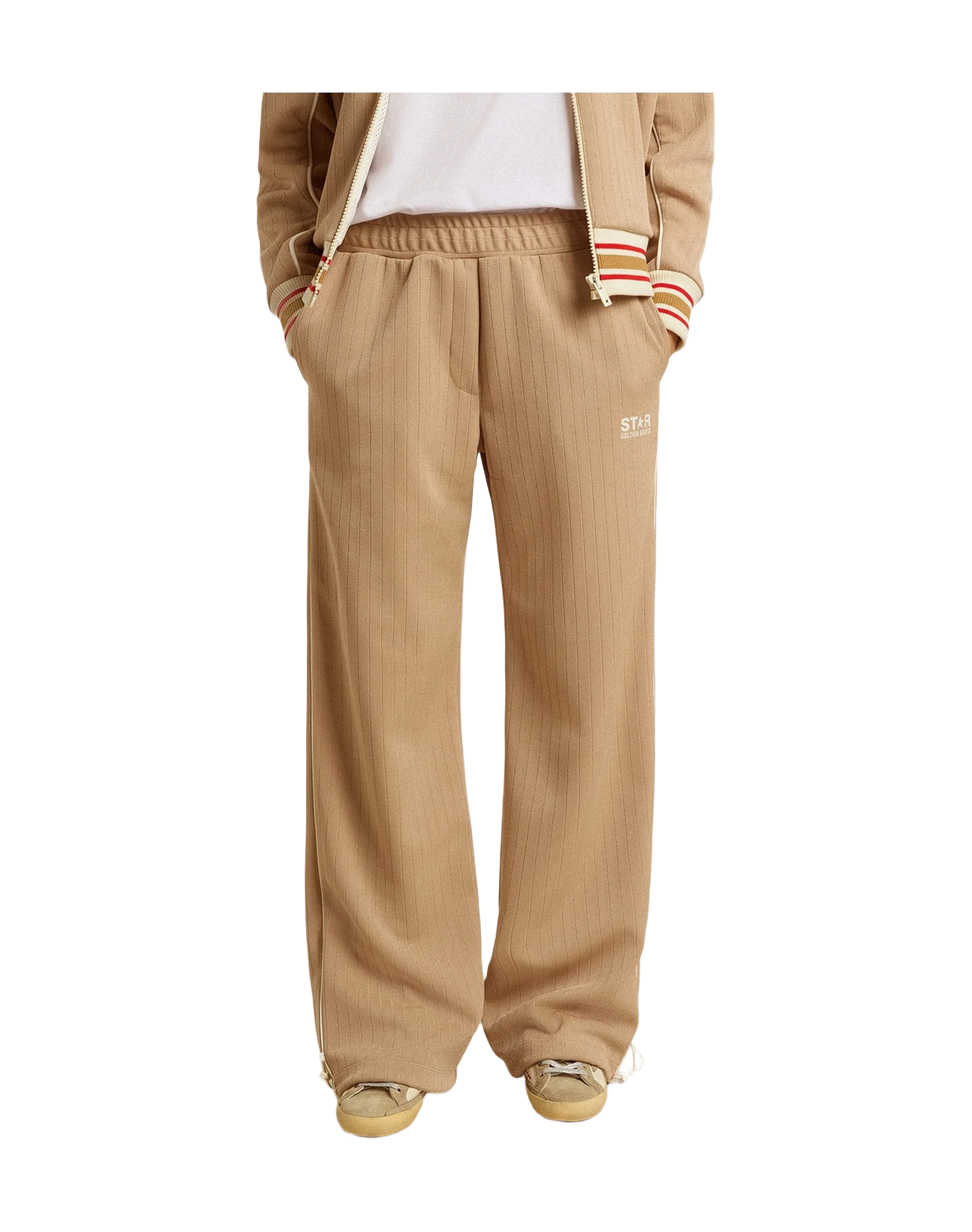 Women | Light Beige Joggers With White Logo | Pale Khaki x Papyrus - Image 10