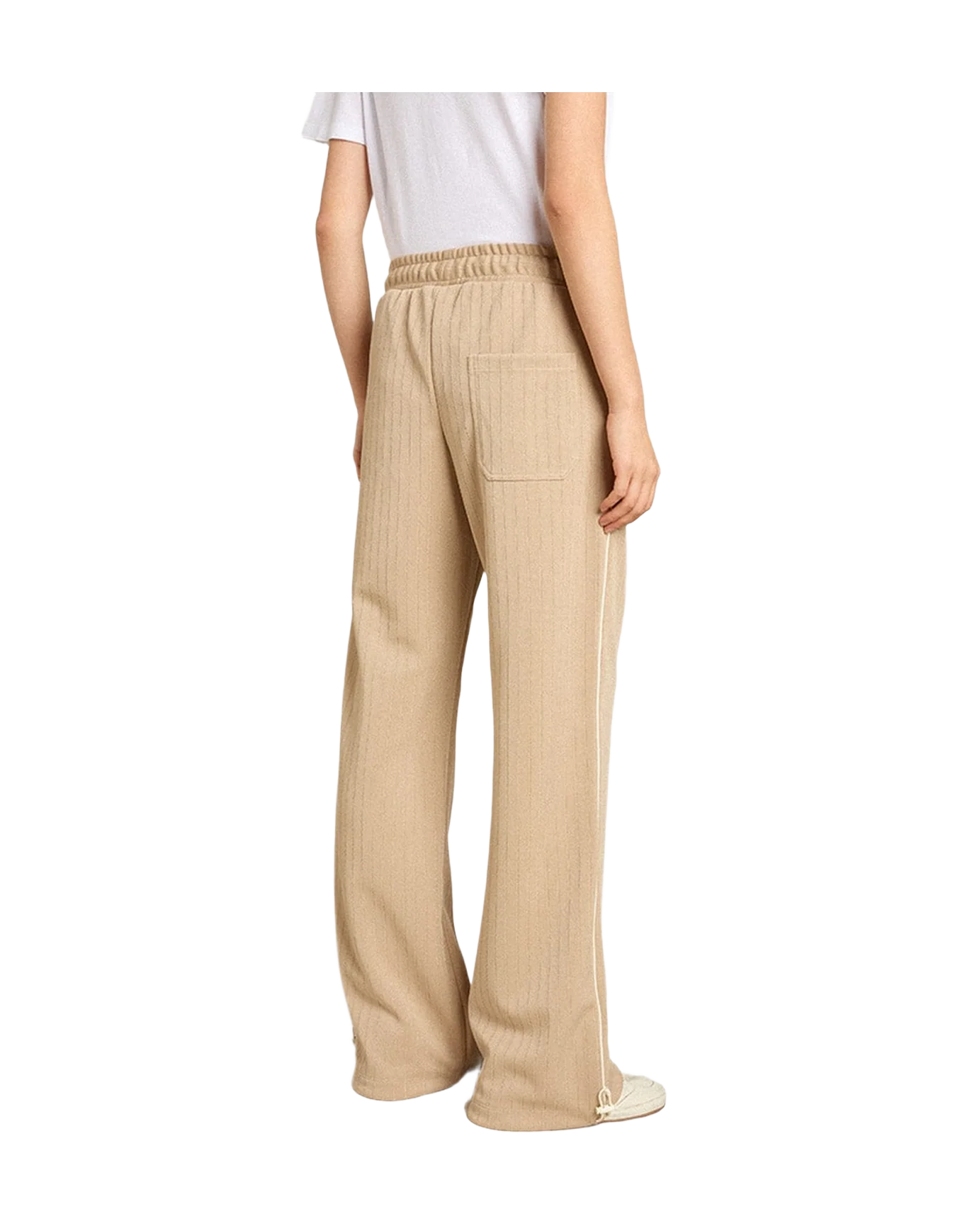 Women | Light Beige Joggers With White Logo | Pale Khaki x Papyrus - Image 2