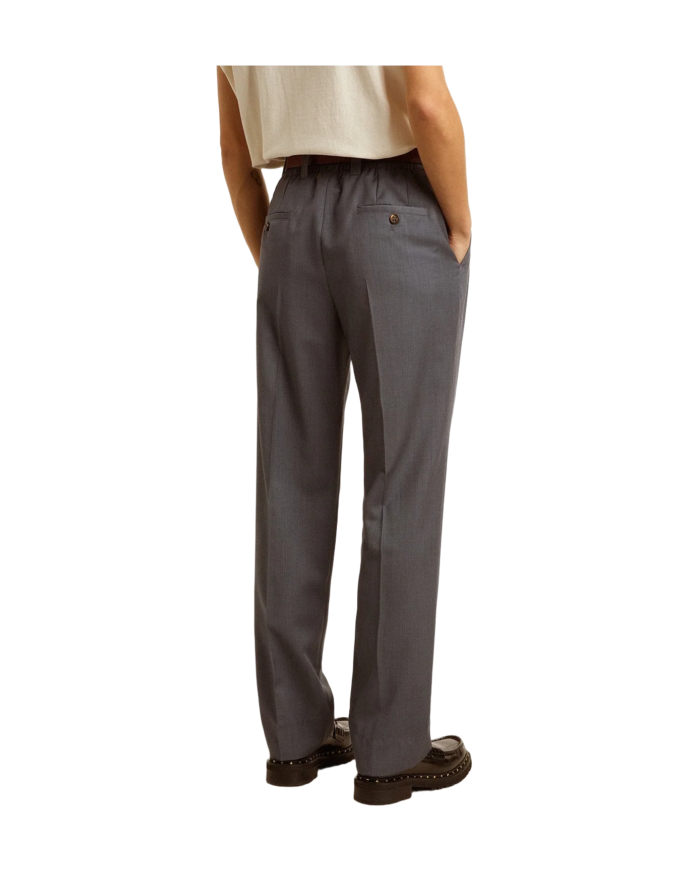 Women | Loose Pants In Baby Blue Wool | Grisallie