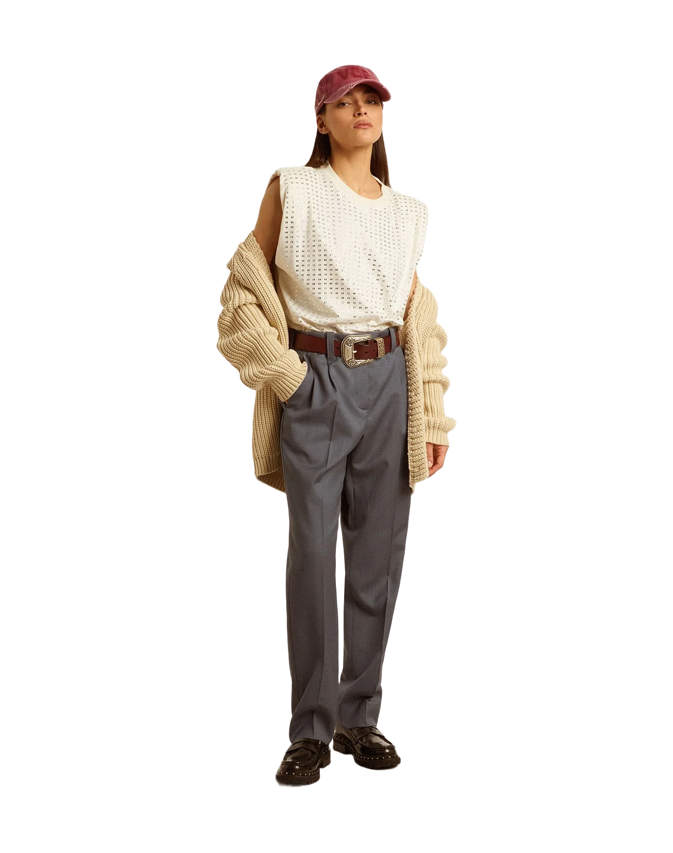 Women | Loose Pants In Baby Blue Wool | Grisallie - Image 3