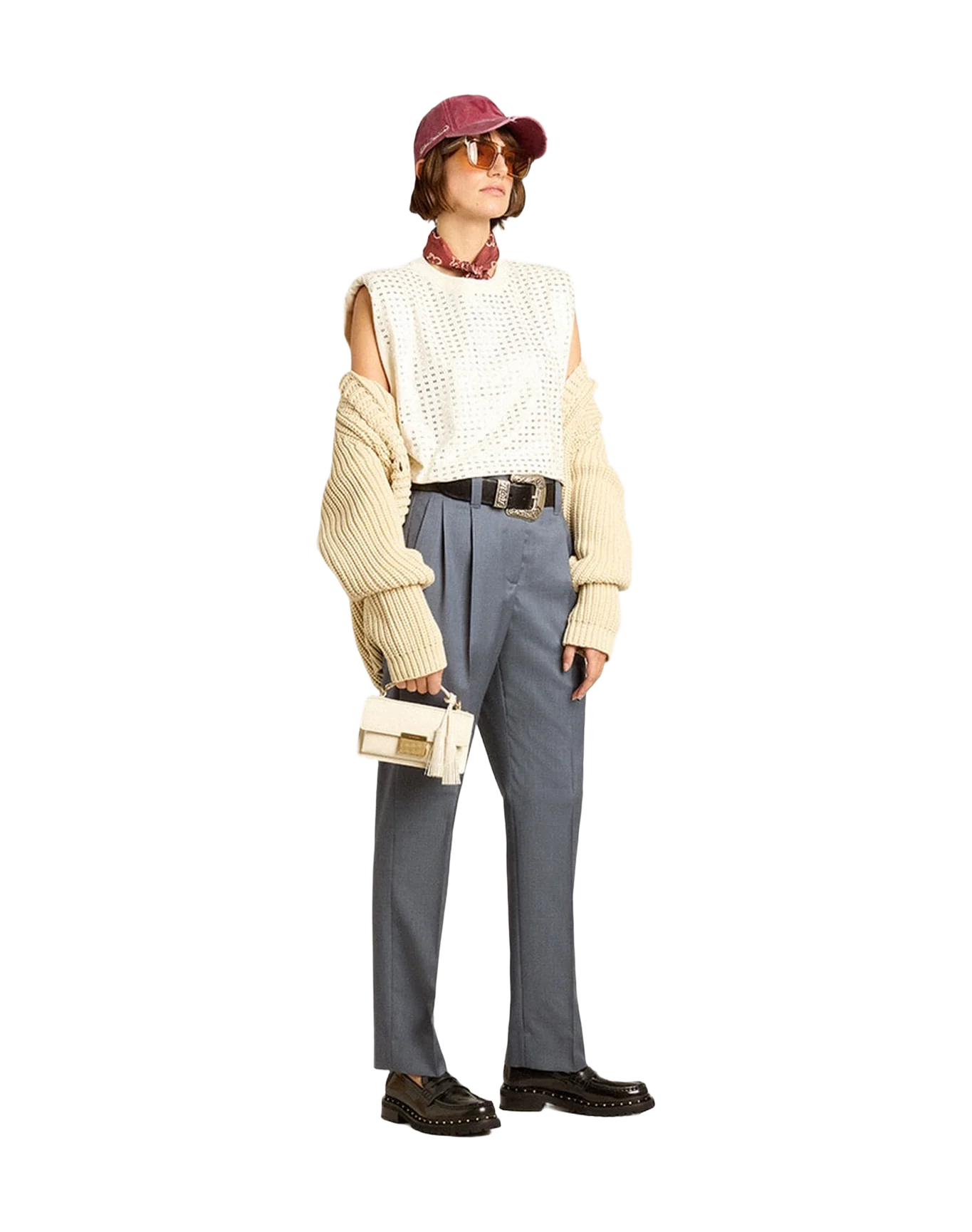 Women | Loose Pants In Baby Blue Wool | Grisallie - Image 4