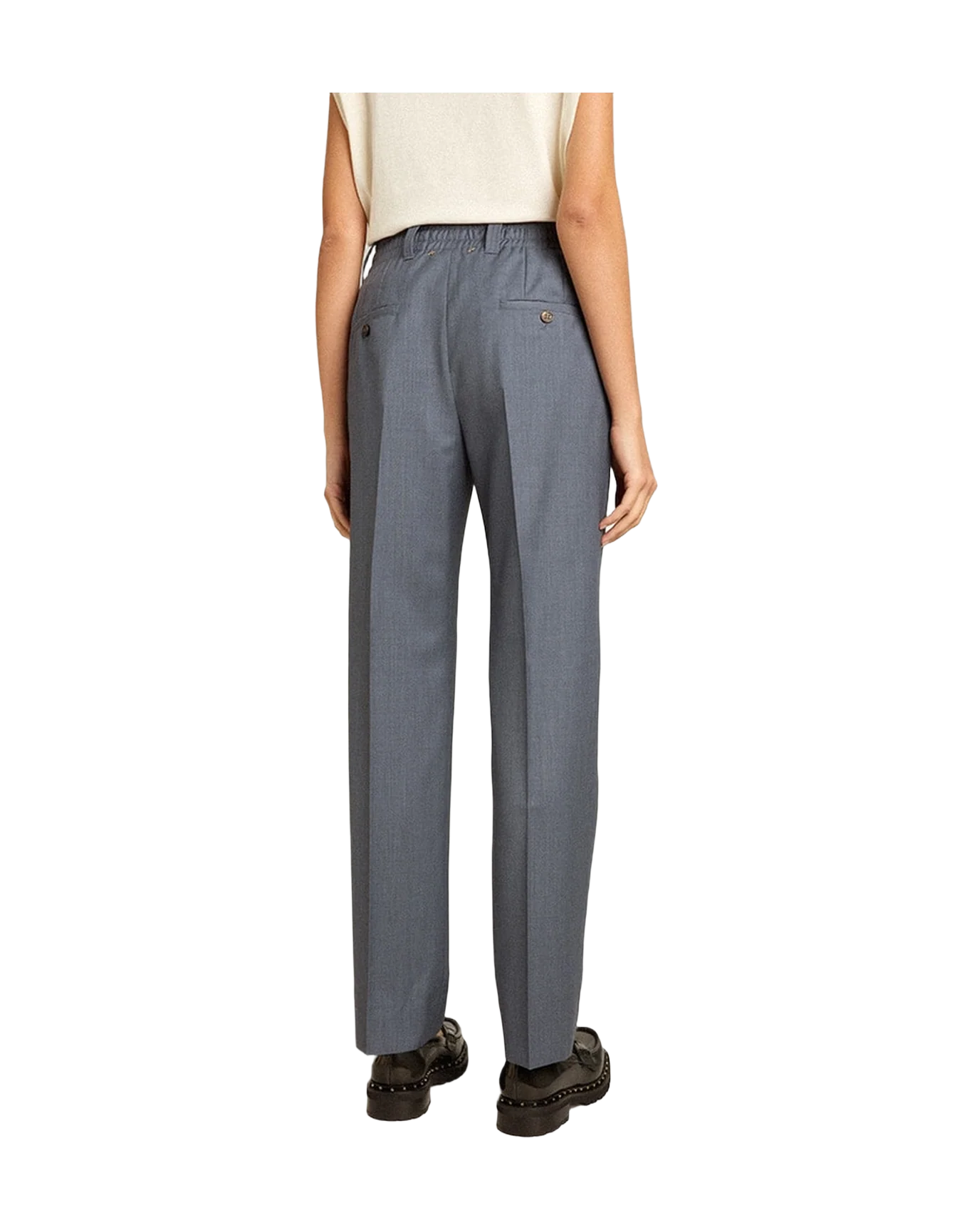 Women | Loose Pants In Baby Blue Wool | Grisallie - Image 7