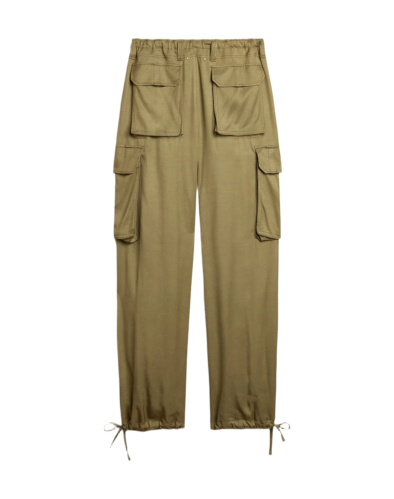 Women | Olive Colored Viscose Cargo Pants | Kalamata - Image 5