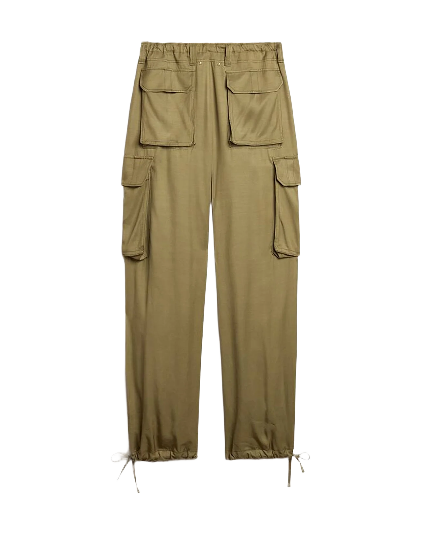 Women | Olive Colored Viscose Cargo Pants | Kalamata - Image 7