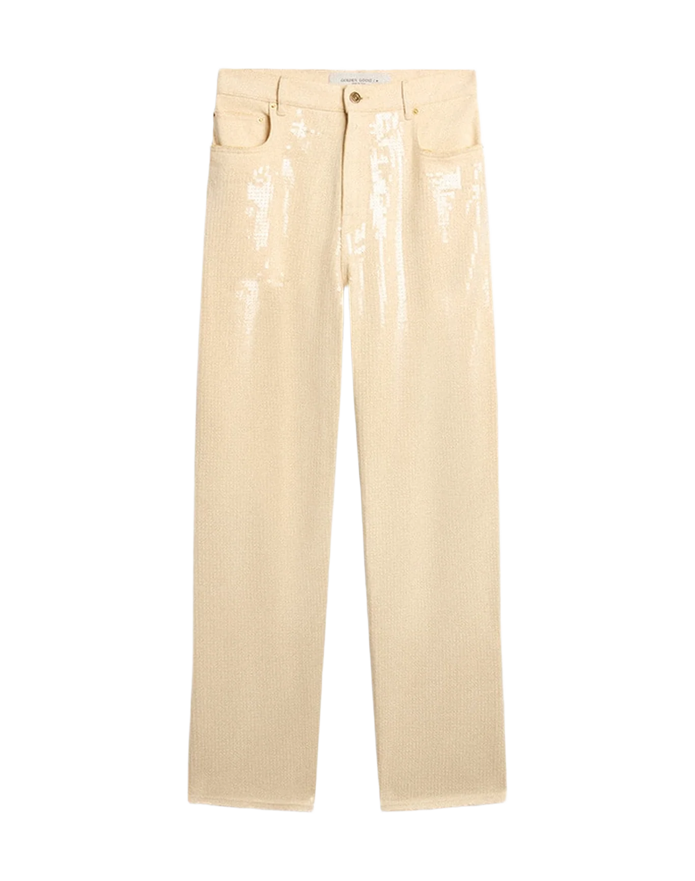 Women | Pants With Transparent All Over Sequins | Ecru - Image 3