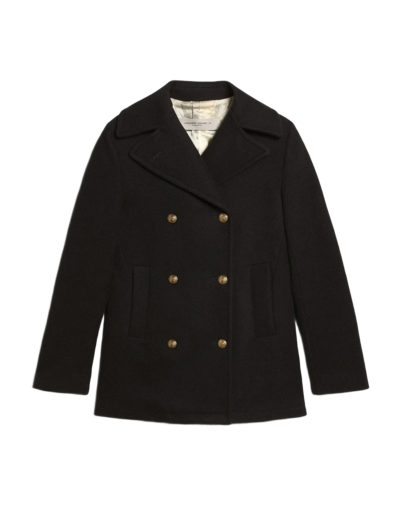Women | Peacoat With Gold Colored Heraldic Buttons | Dark Blue